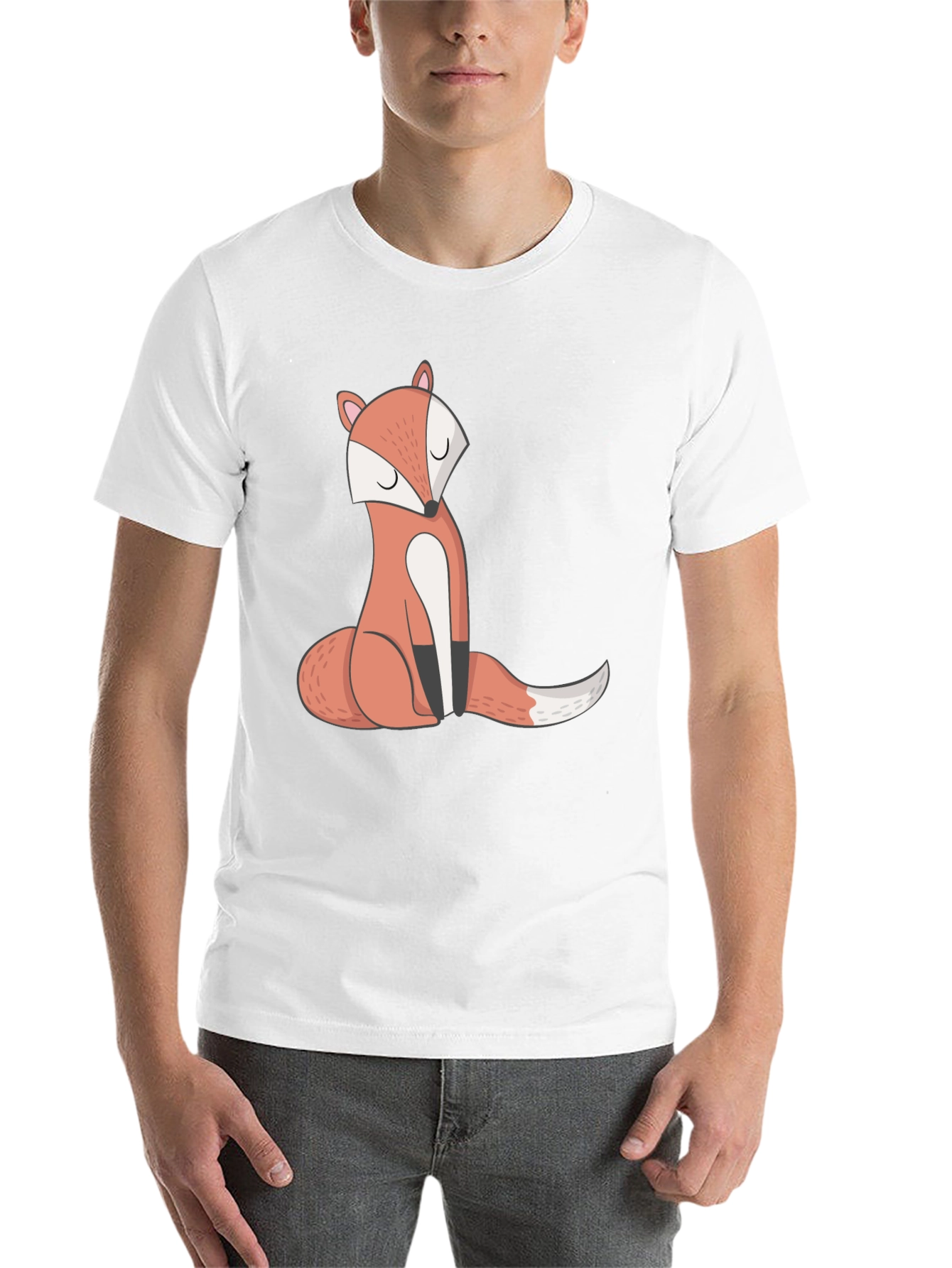 Black Cool Fox Graphic Tee - Unisex Black T-Shirt view 14