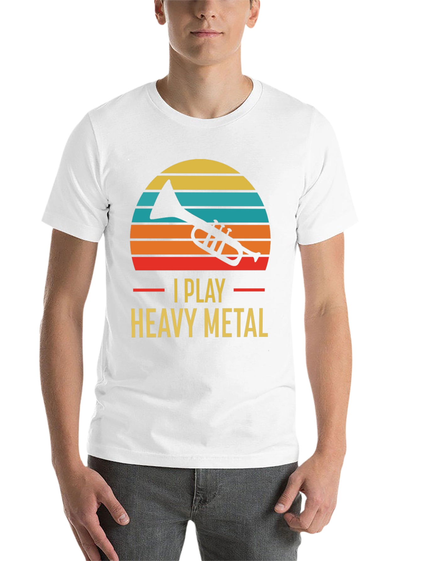Black I Play Heavy Metal Trumpet Graphic Tee view 14