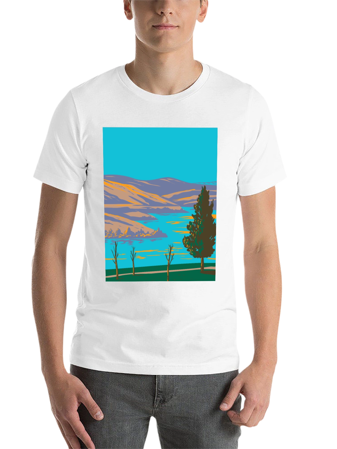 Black Lake & Mountain Graphic Tee - Nature Art Shirt view 14