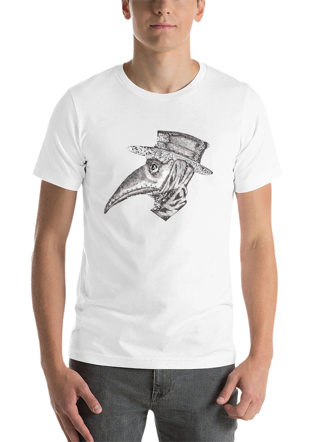 Black Plague Doctor Graphic Tee - Vintage Style view 14