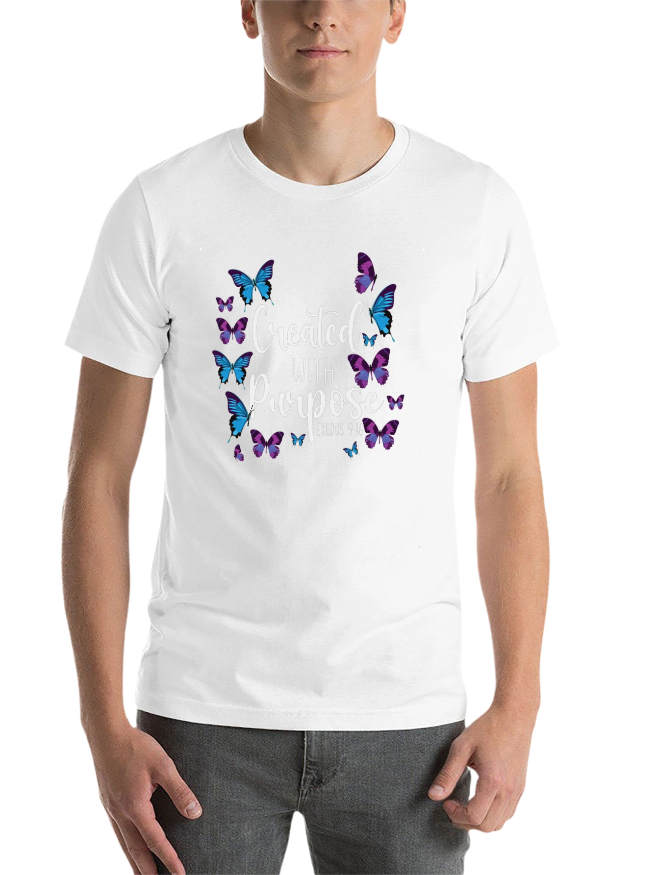 Black Created with Purpose Butterfly T-Shirt view 14