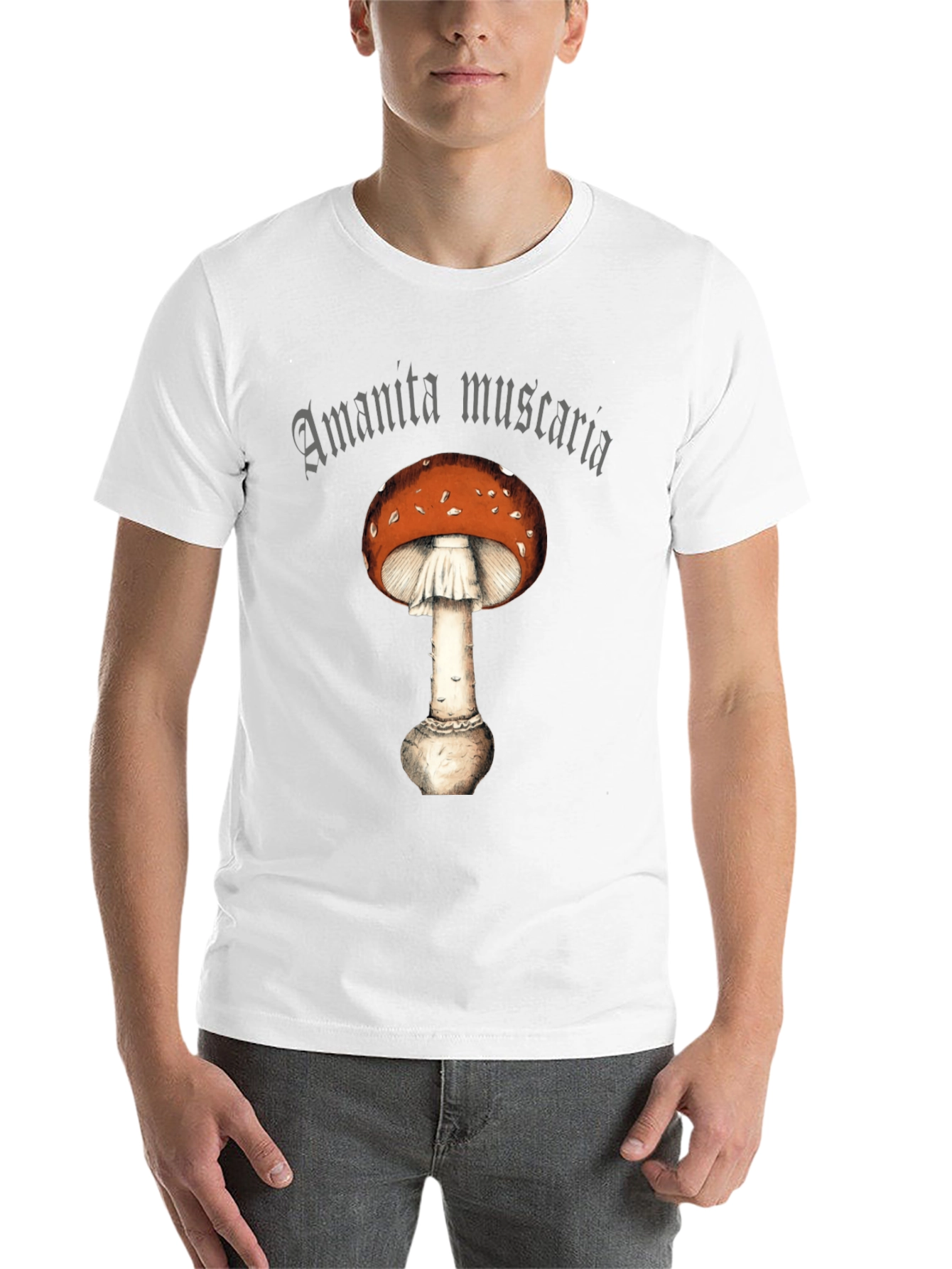 Black Amanita Muscaria Graphic Tee -  Fly Agaric Mushroom Shirt view 14