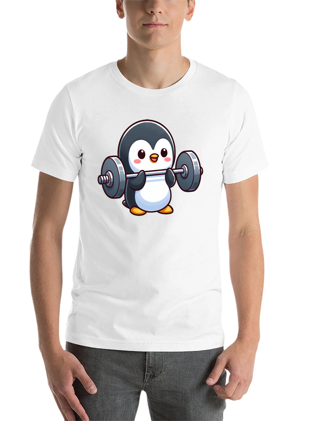 Black Penguin Powerlifter T-Shirt: Cute Workout Tee view 14
