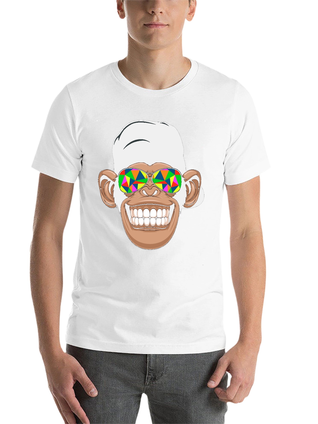 Black Funny Monkey Graphic Tee - Psychedelic Sunglasses Black T-Shirt view 14