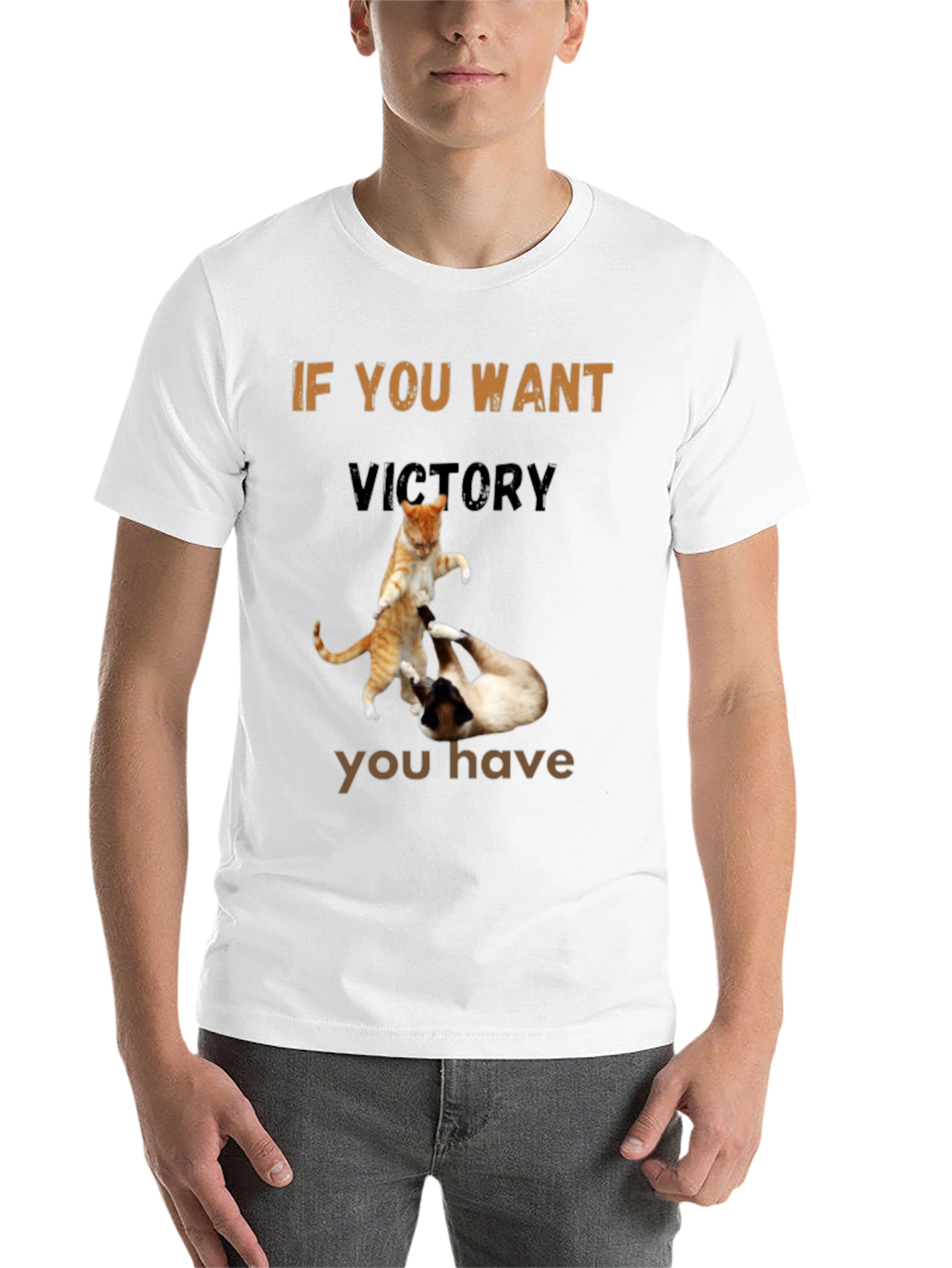 Black Fighting Cats T-Shirt - If You Want Victory view 14