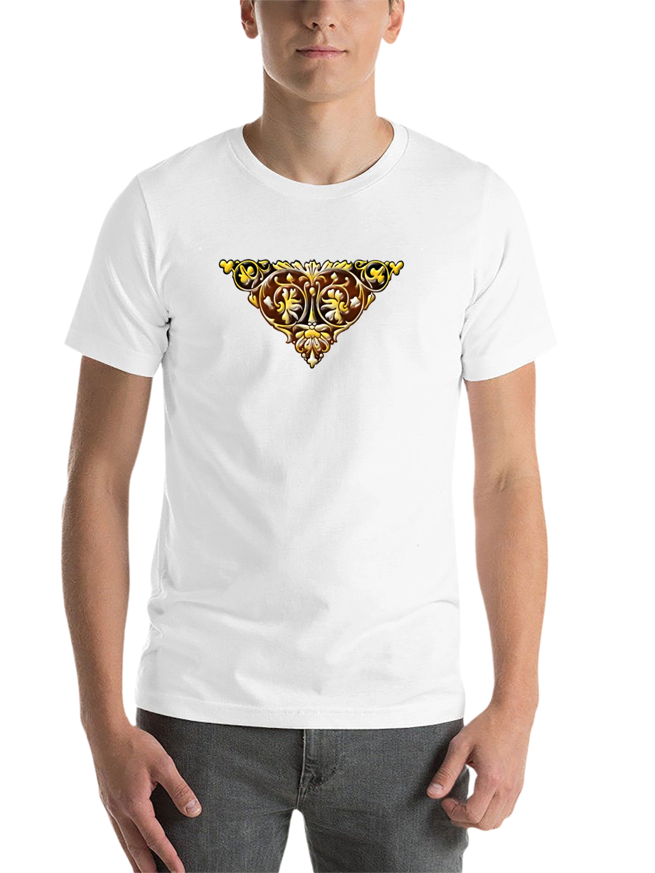 Black Ornate Golden Emblem Black T-Shirt view 14