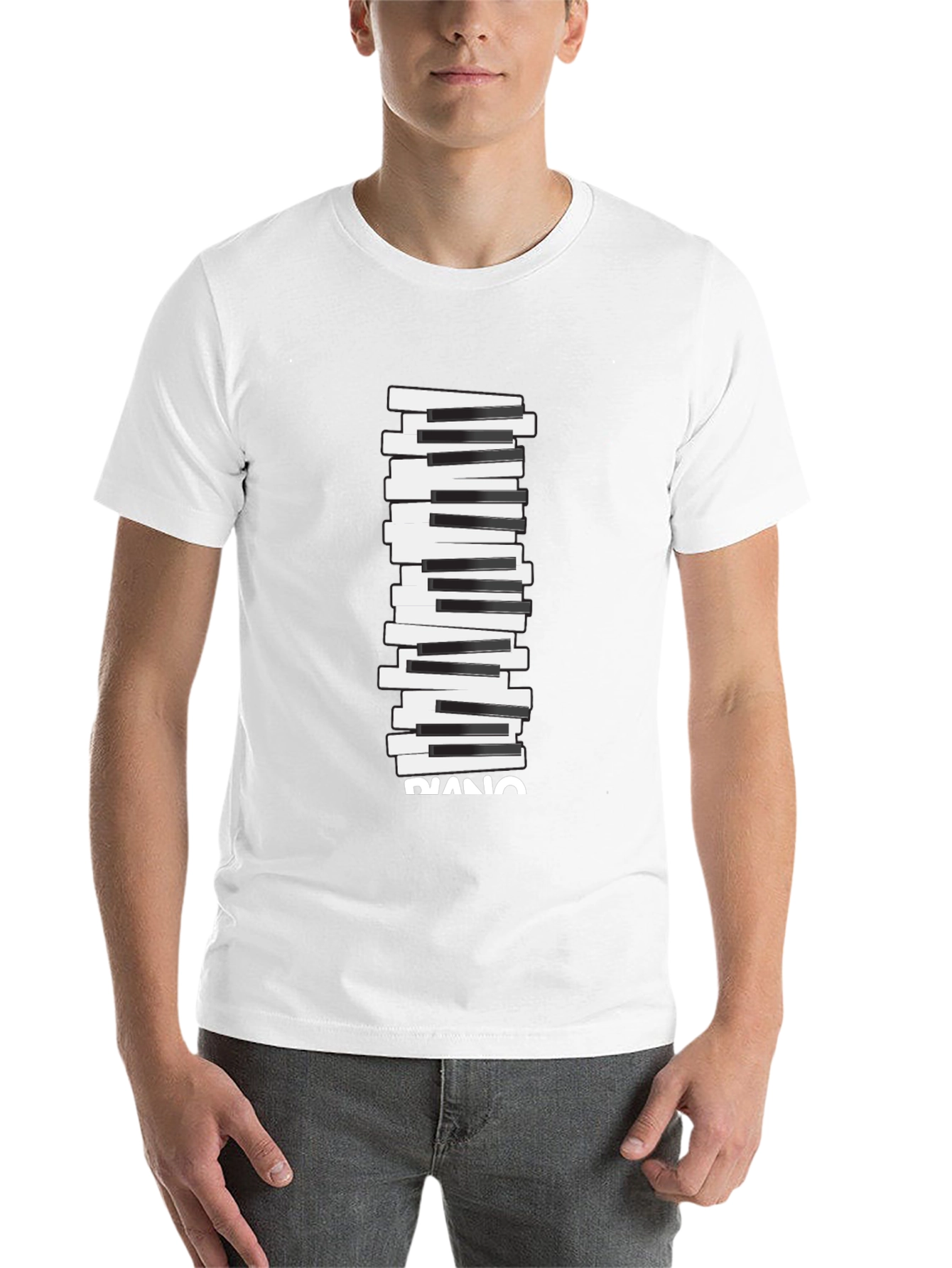 Black Piano Keys Graphic Print T-Shirt view 14