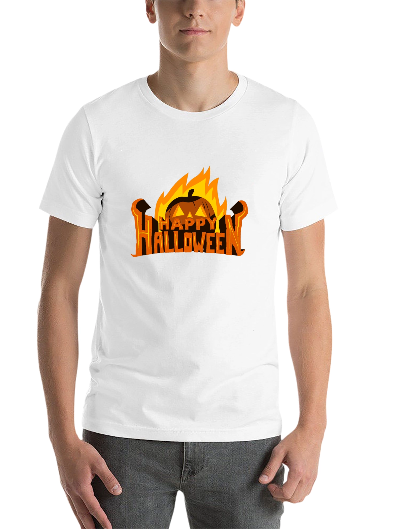 Black Halloween Pumpkin Fire Graphic Tee view 14