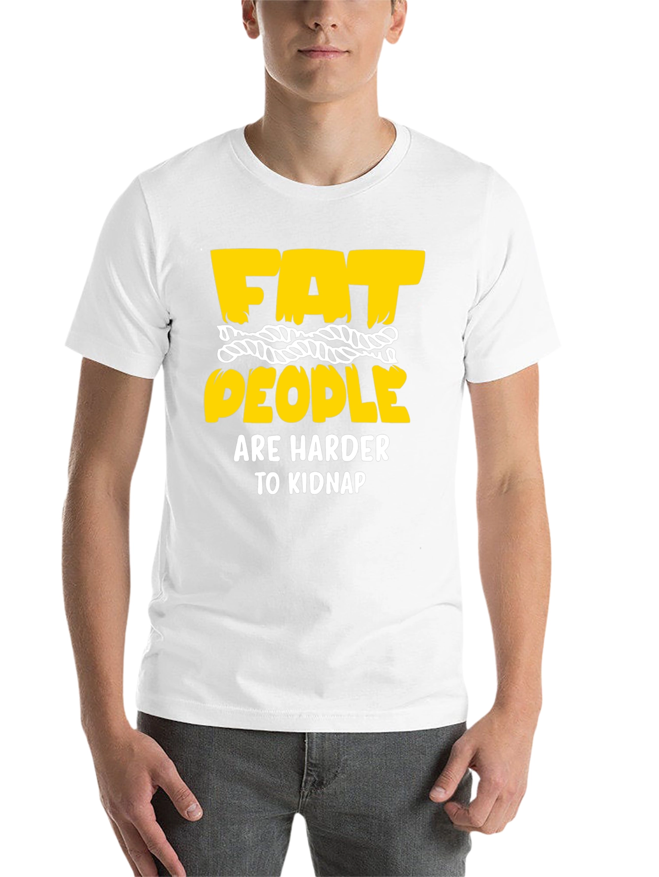 Black Funny Graphic T-Shirt: Fat People Are Harder To Kidnap view 14