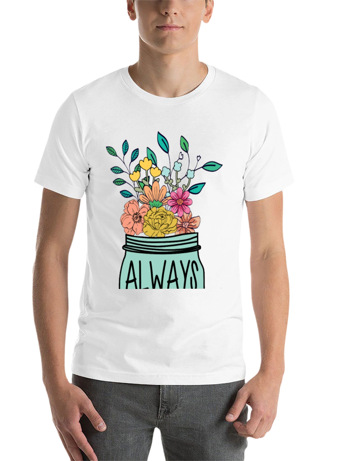 Black Always Floral Jar Graphic T-Shirt view 14