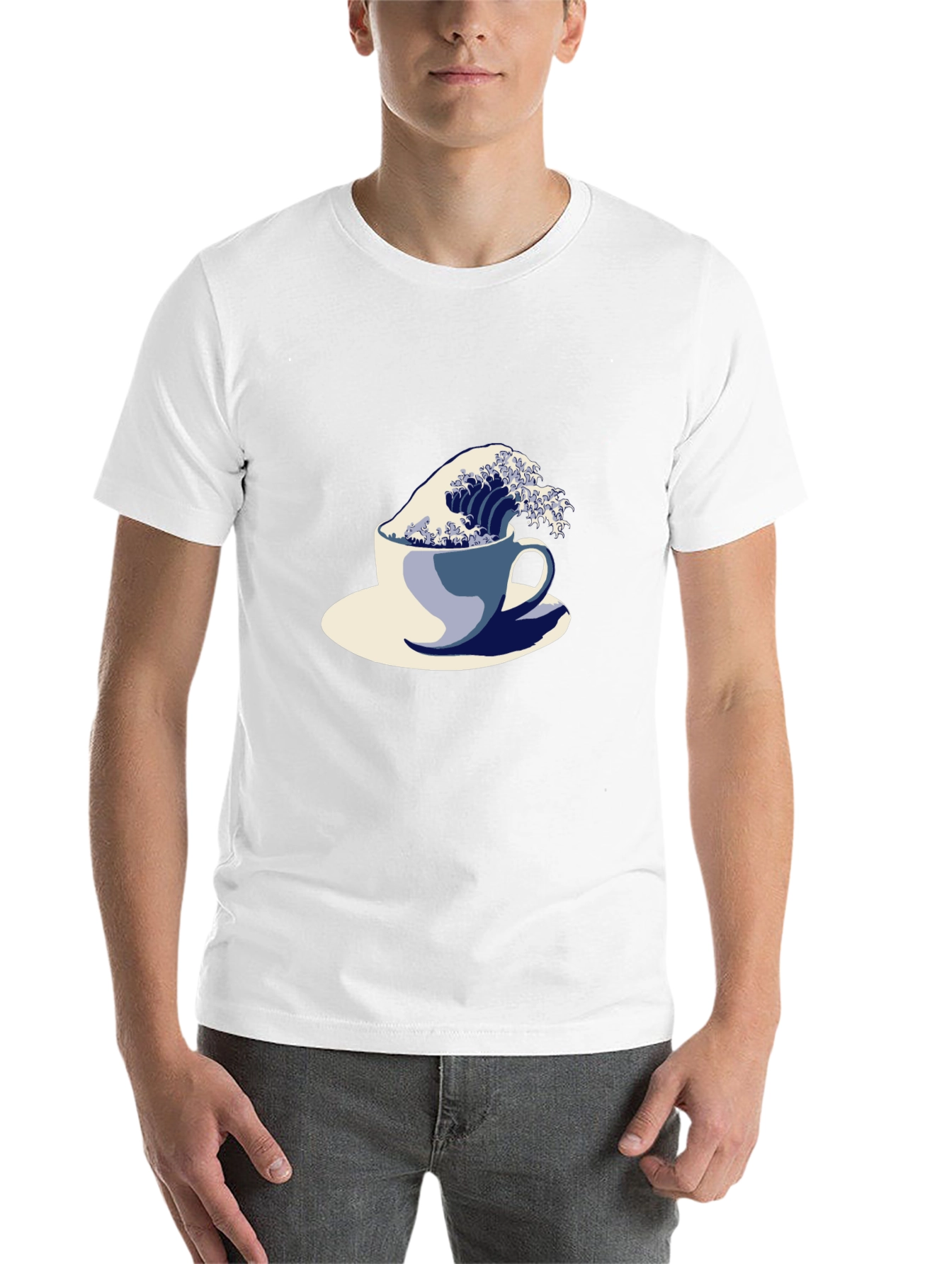 Black Wave in a Cup Graphic Tee - Unique Artistic Design view 14