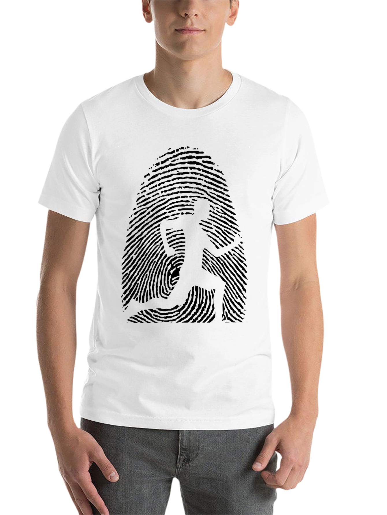 Black Fingerprint Runner Graphic Tee - Black Casual Shirt view 14