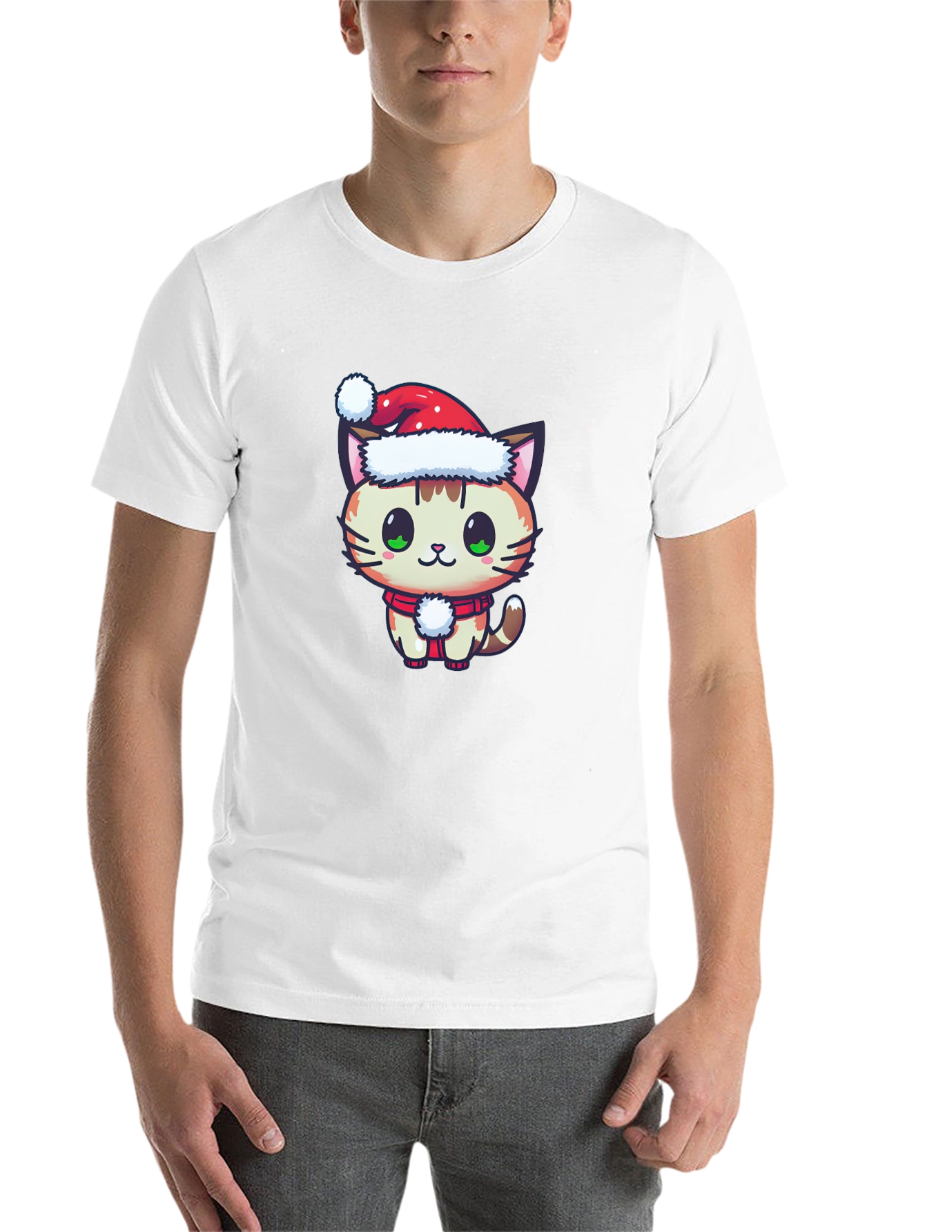 Black Festive Cat T-Shirt - Holiday Cheer view 14