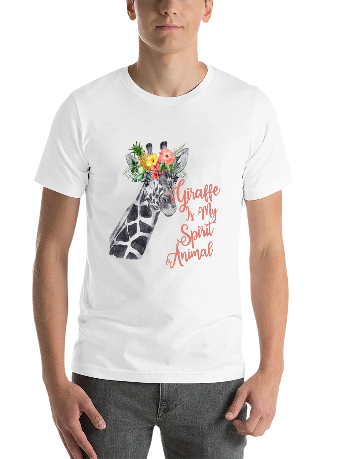 Black Giraffe Spirit Animal Tee - Floral Crown Giraffe Shirt view 14