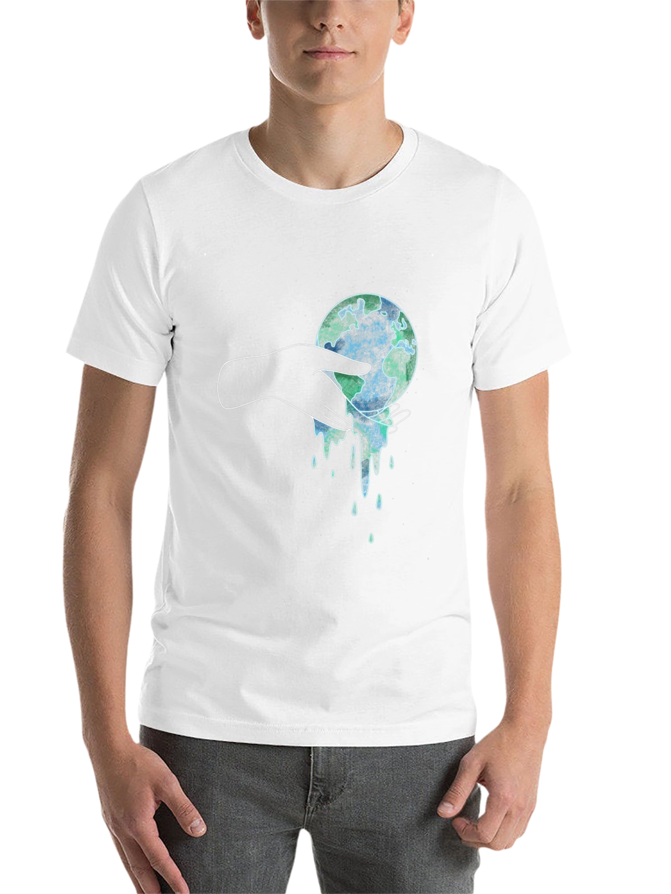 Black Melting Earth Graphic Tee - Save the Planet T-Shirt view 14