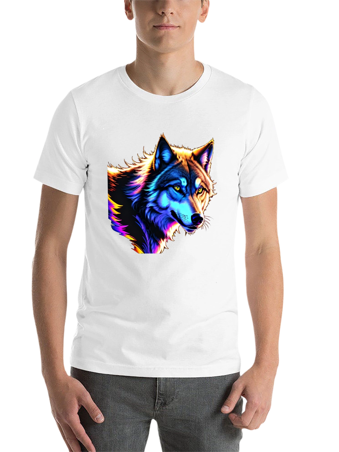 Black Neon Wolf Graphic T-Shirt view 14