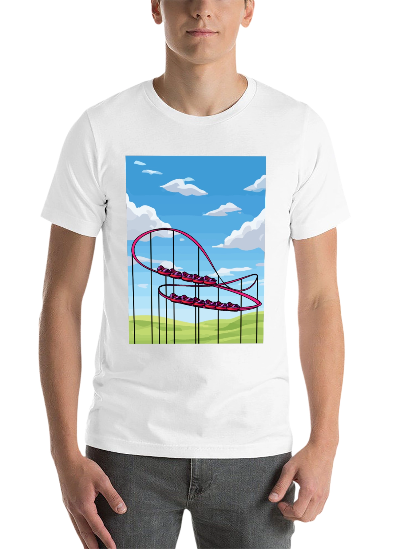 Black Cartoon Roller Coaster Graphic Tee - Fun & Unique Style view 14