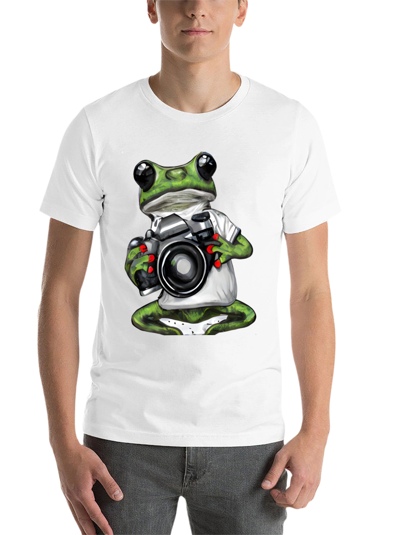 Black Frog Photographer Graphic T-Shirt - Unique Novelty Tee view 14