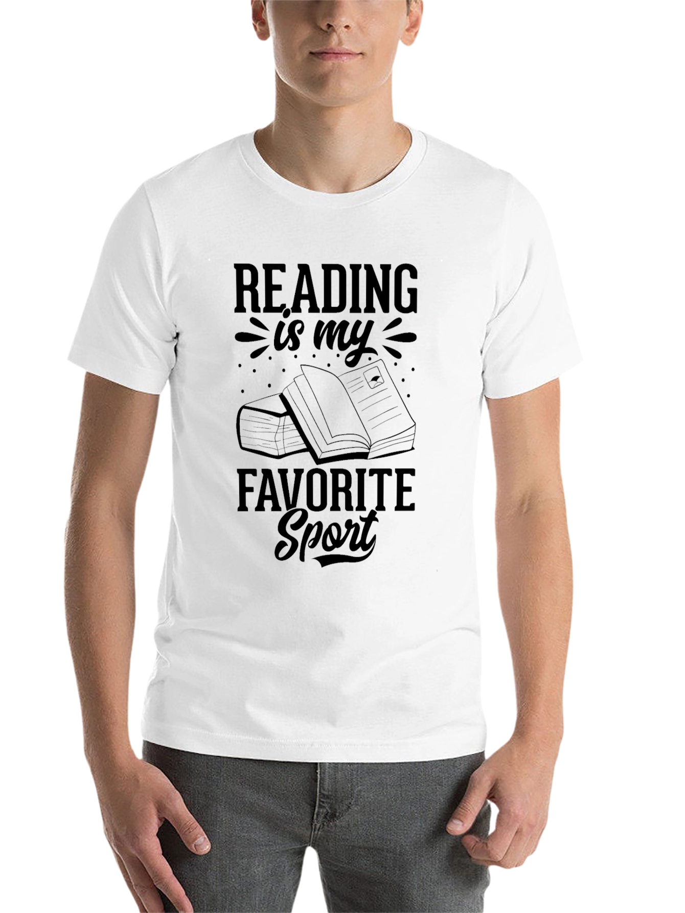 Black Reading Is My Favorite Sport Graphic T-Shirt view 14