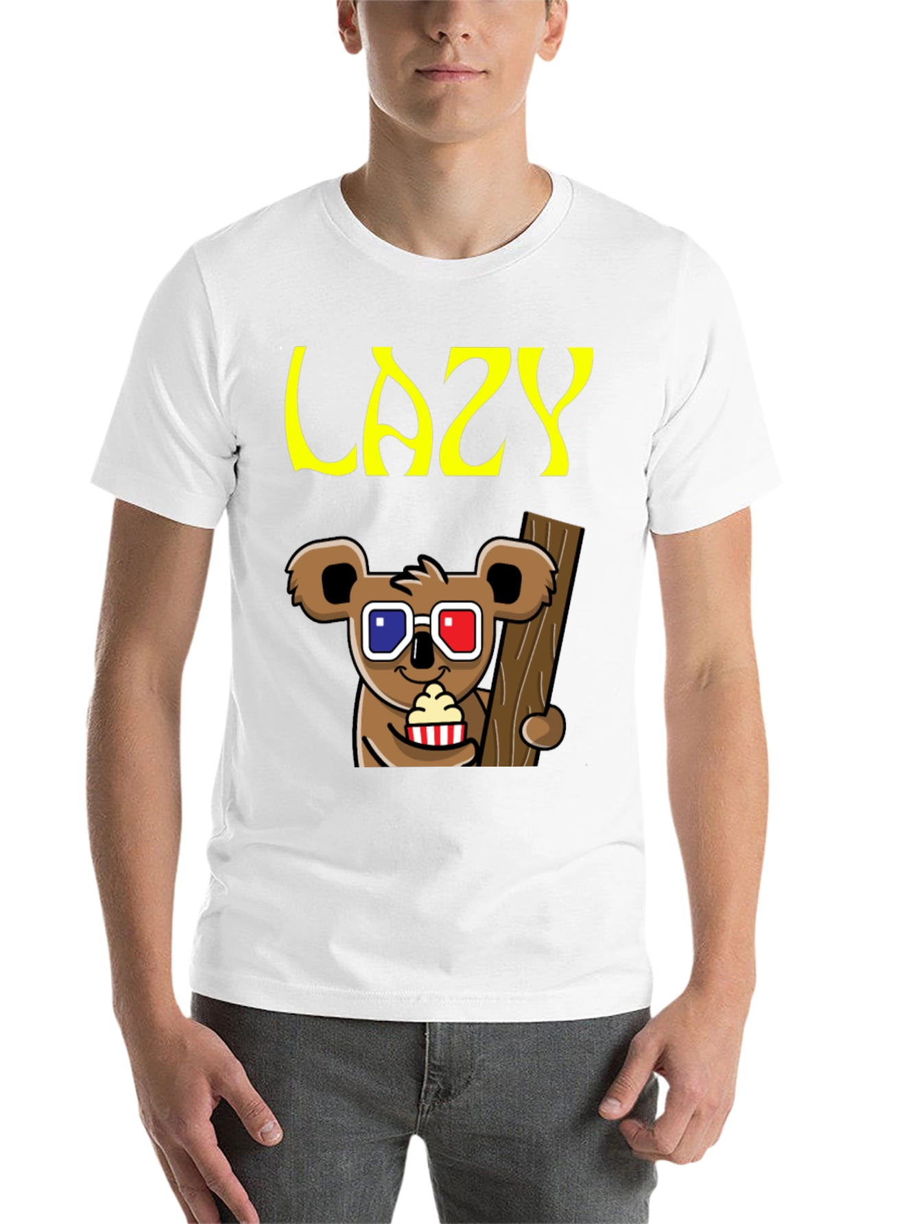 Black Lazy Koala 3D Glasses T-Shirt view 14