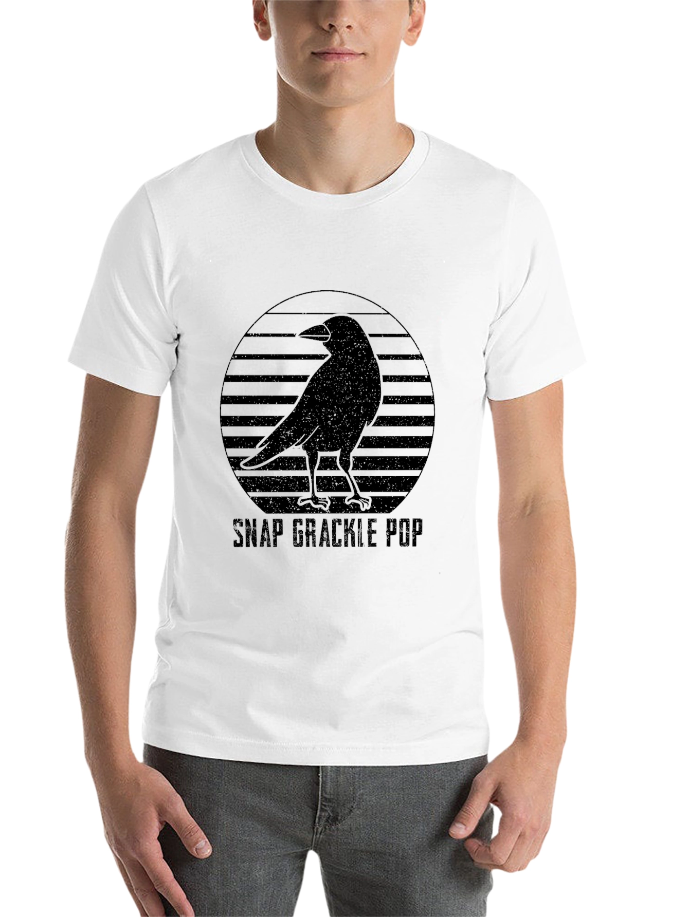Black Snap Grackle Pop Graphic Tee - Black Bird Design view 14