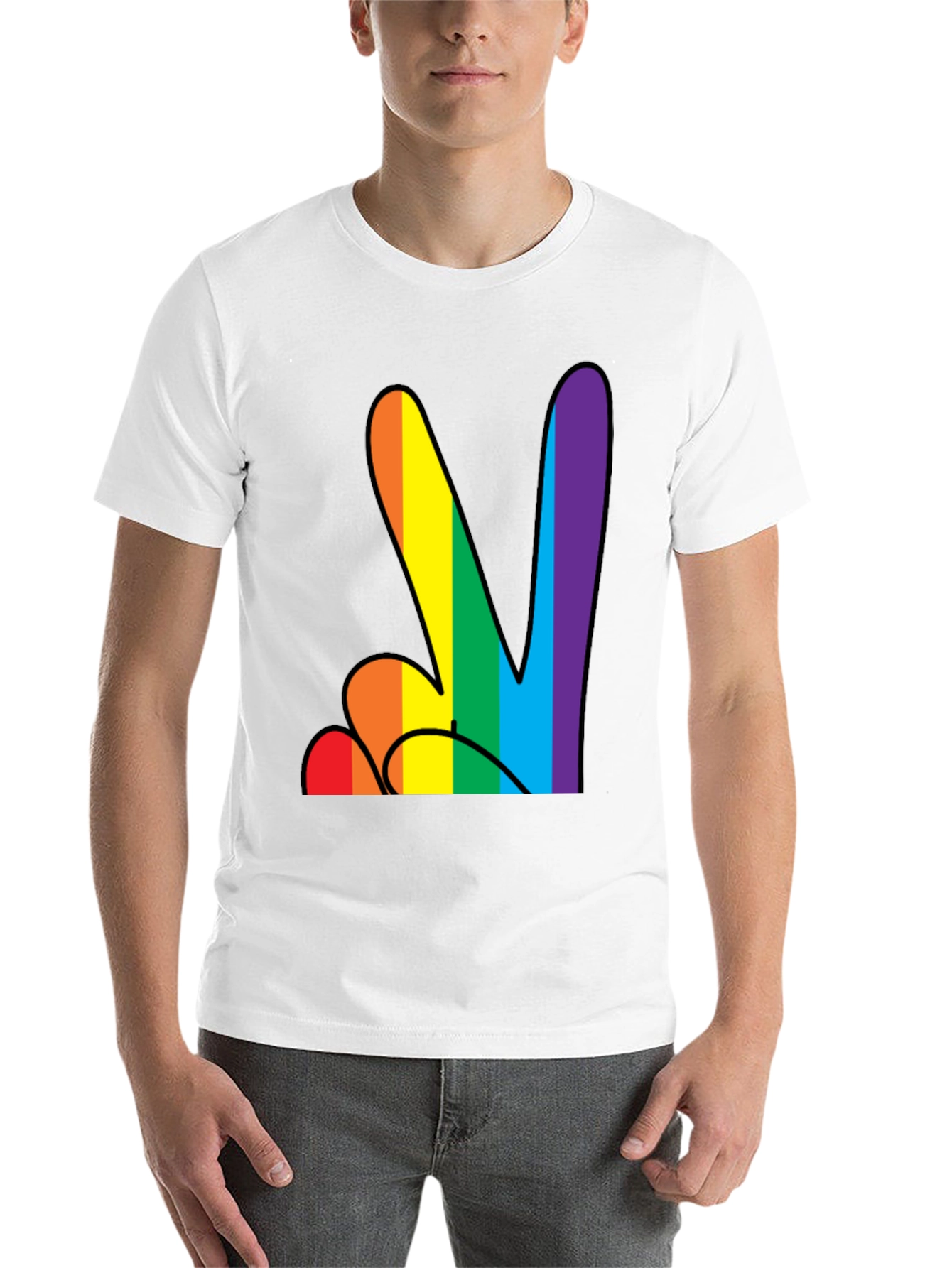 Black Rainbow Peace Sign Black T-Shirt view 14
