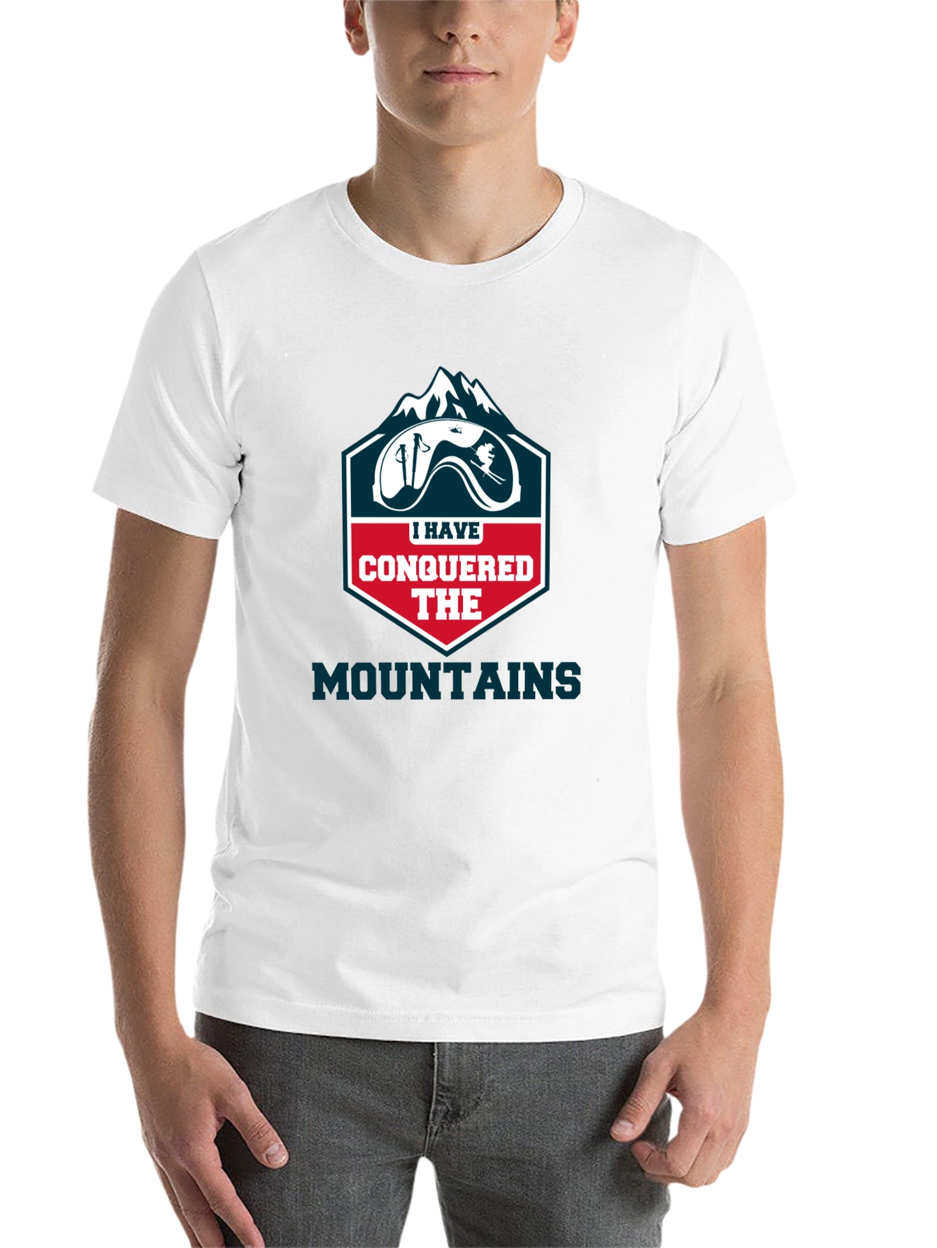 Black Conquered Mountains T-Shirt - Skiing Adventure view 14