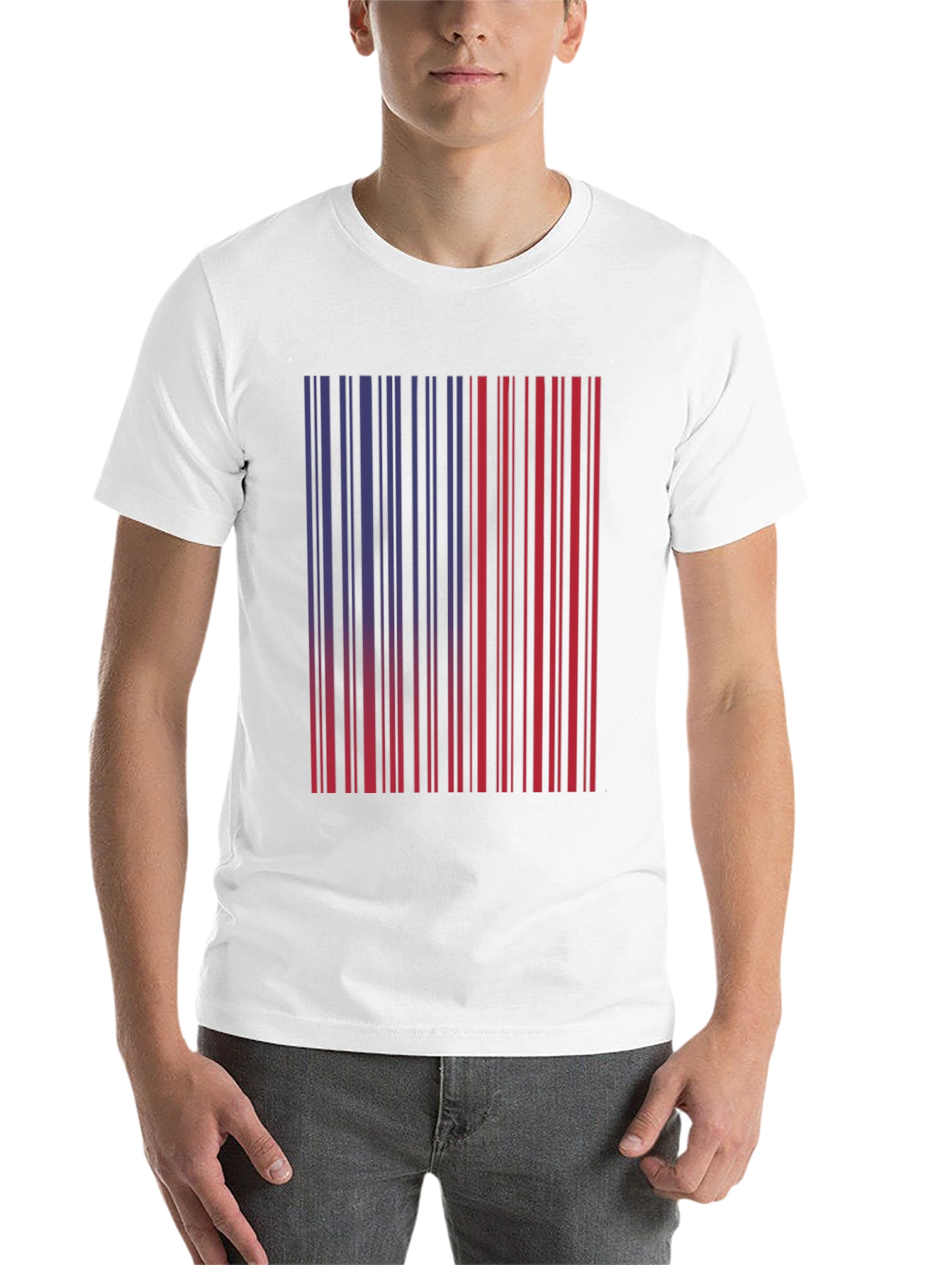 Black Barcode Graphic Tee - Unique Red & Blue Design view 14