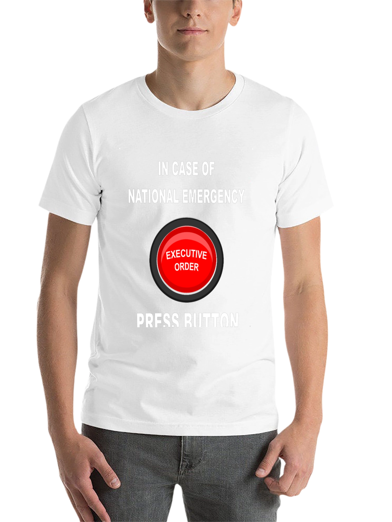 Black Executive Order Button Funny T-Shirt view 14