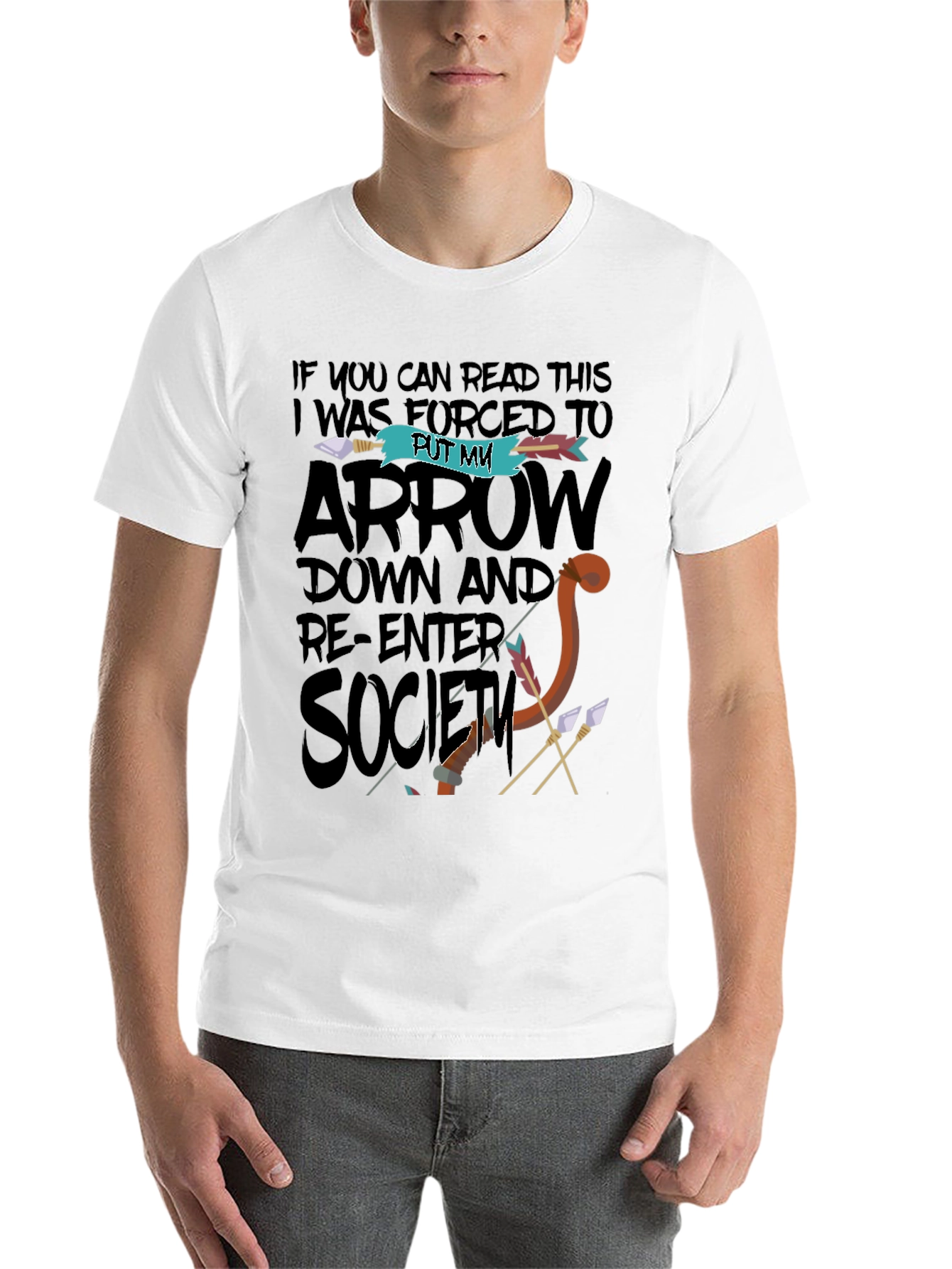 Black Funny Graphic T-Shirt - Put My Arrow Down Society view 14