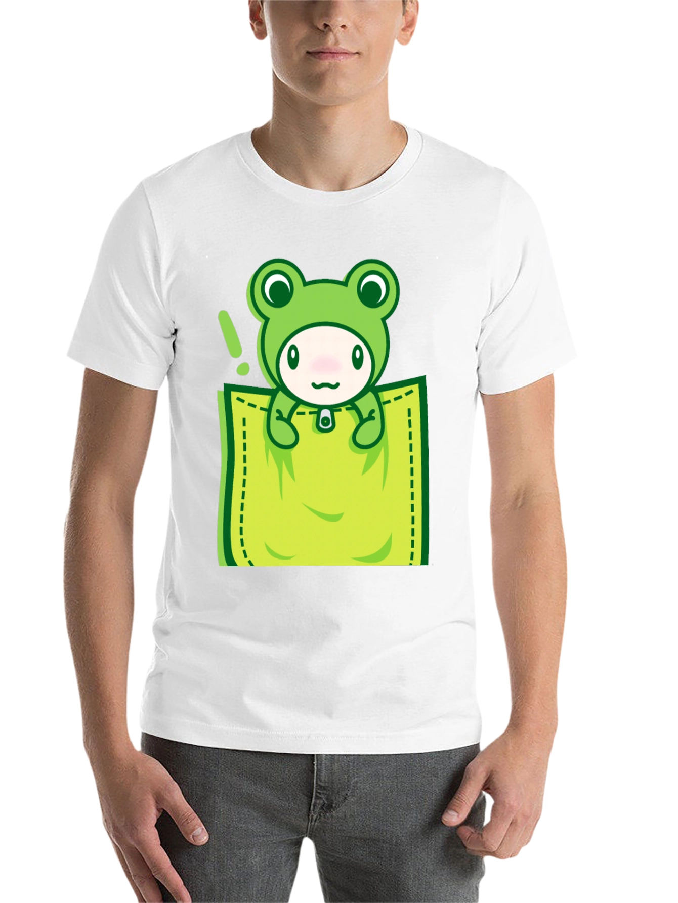 Black Cute Frog Pocket T-Shirt - Fun Graphic Tee view 14