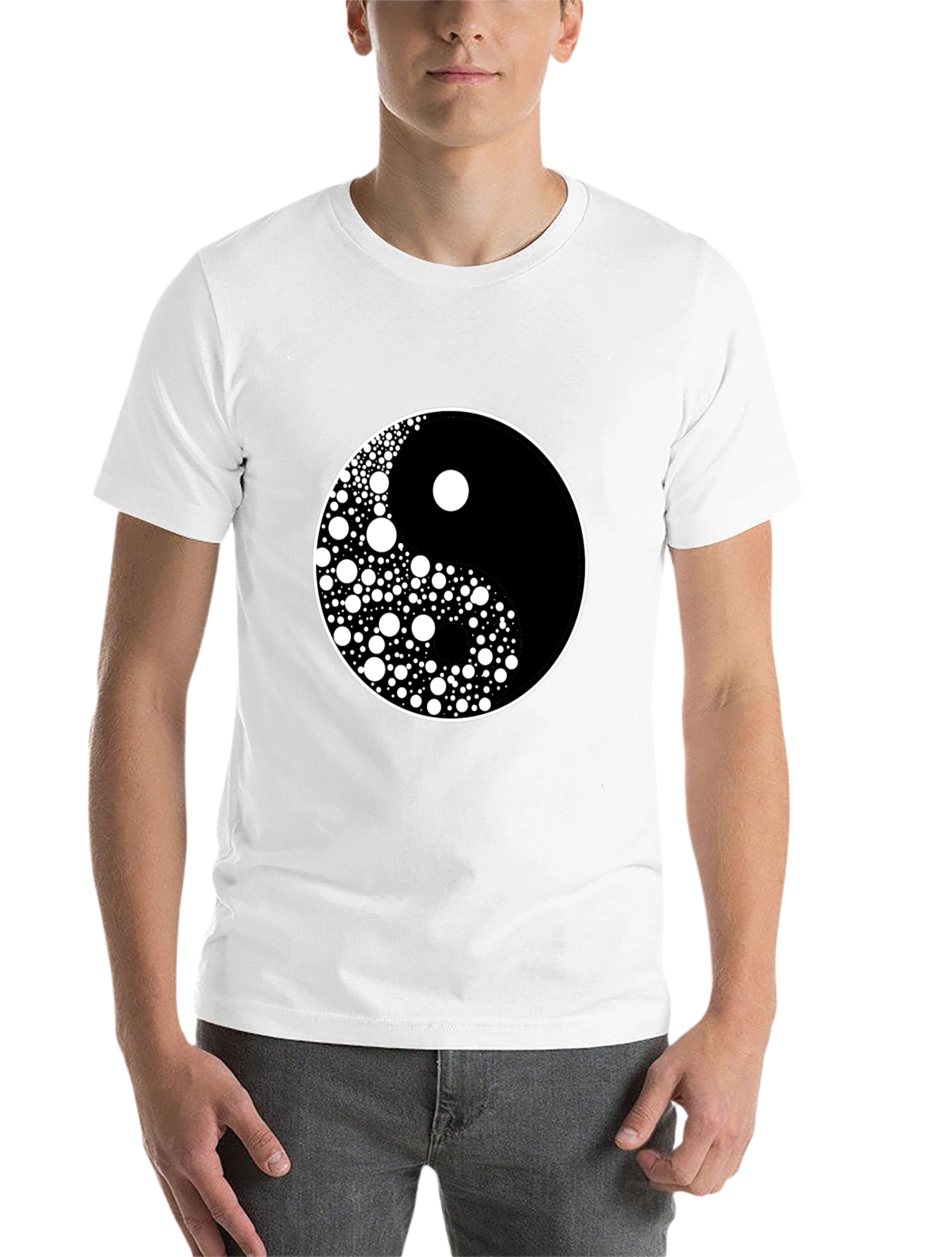 Black Yin Yang Circle Dot Pattern Tee - Classic Harmony view 14