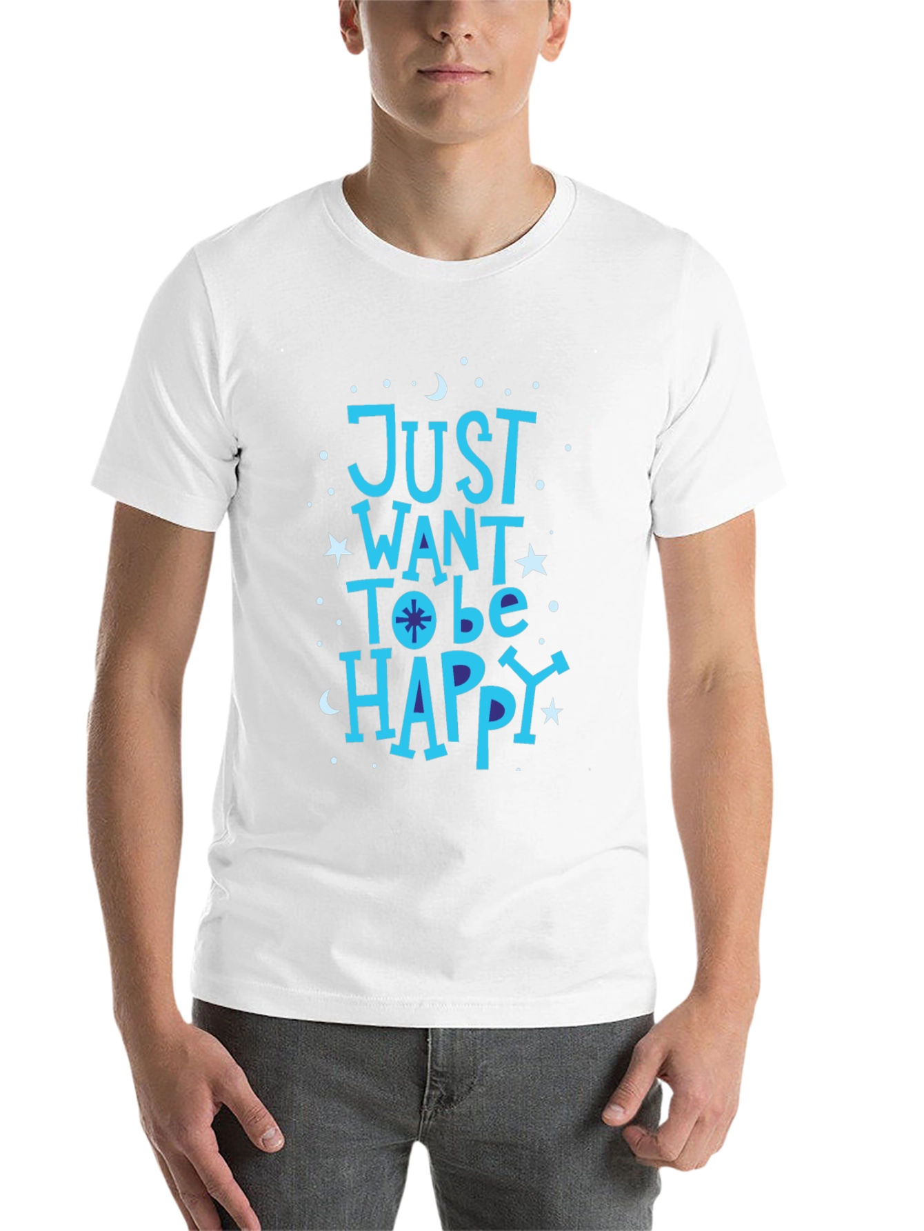 Black Just Want To Be Happy Graphic T-Shirt view 14