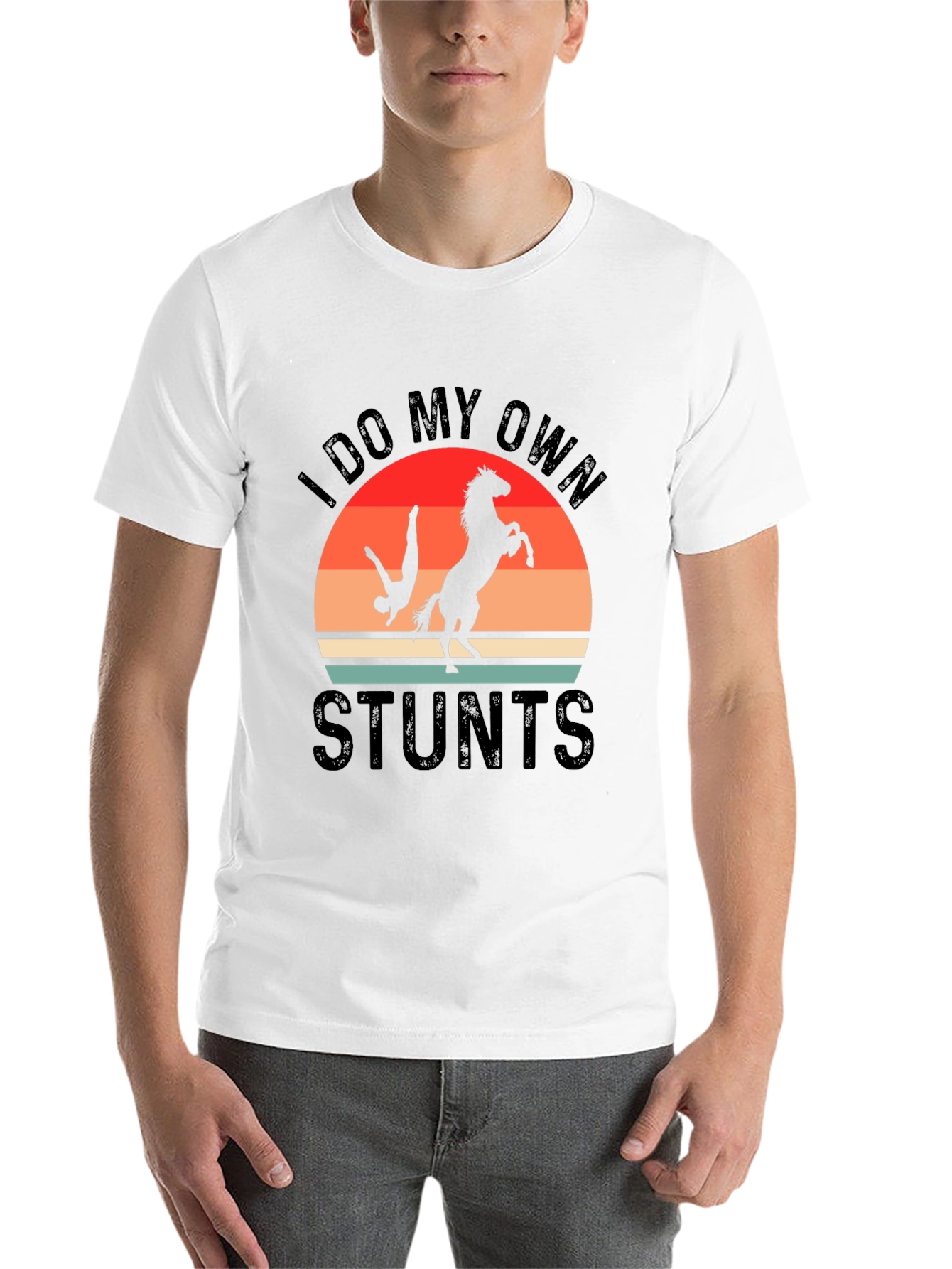 Black I Do My Own Stunts T-Shirt Horse Riding Funny Gift view 14