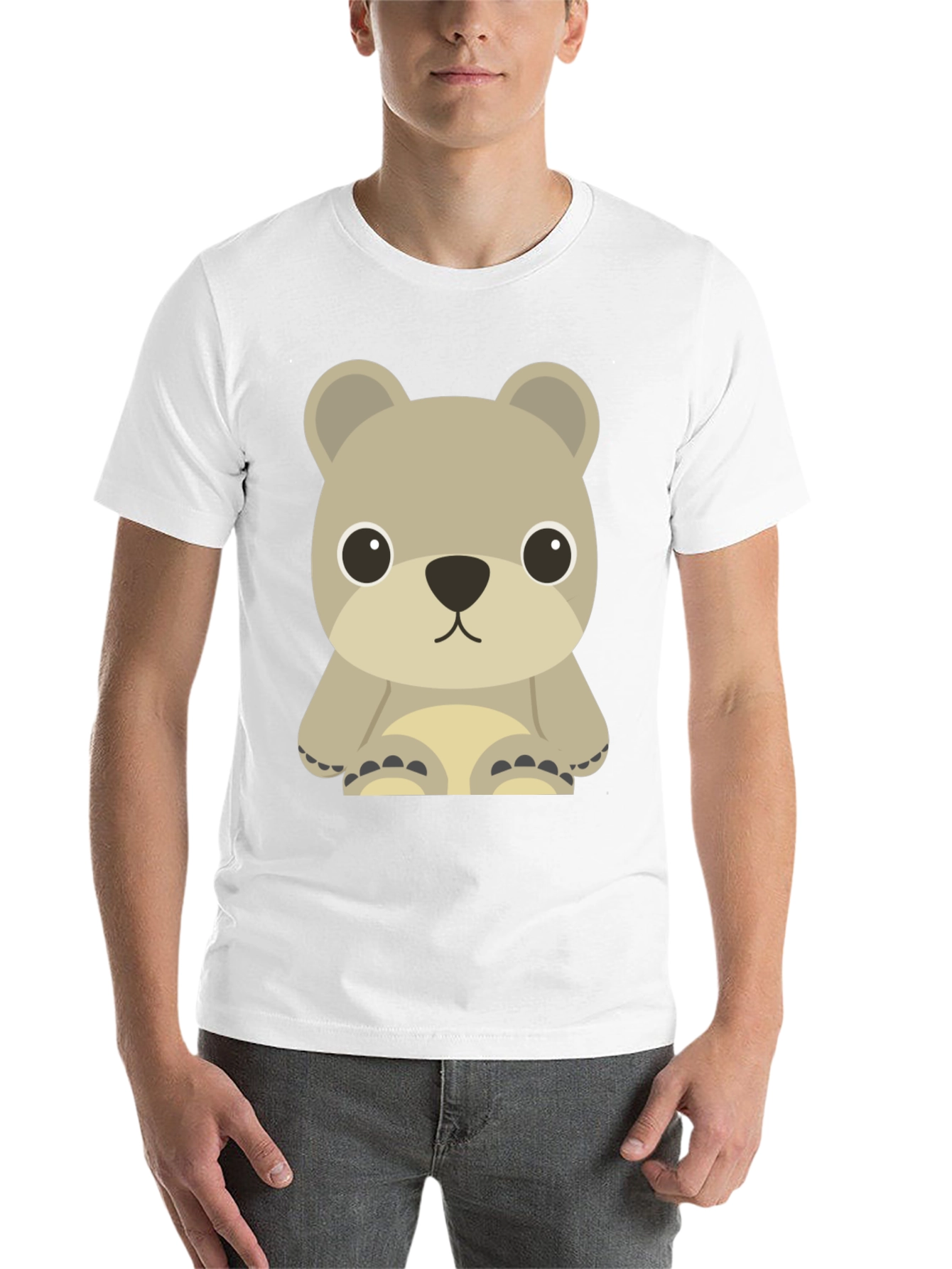 Black Cute Bear Graphic Tee - Unisex Casual T-Shirt view 14