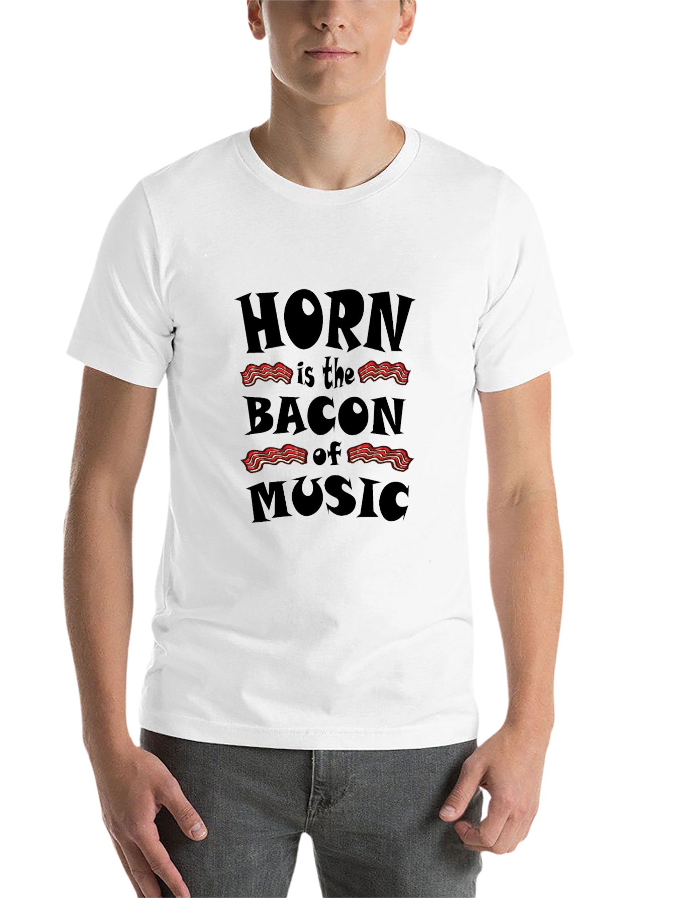 Black Horn is the Bacon of Music Black T-Shirt view 14