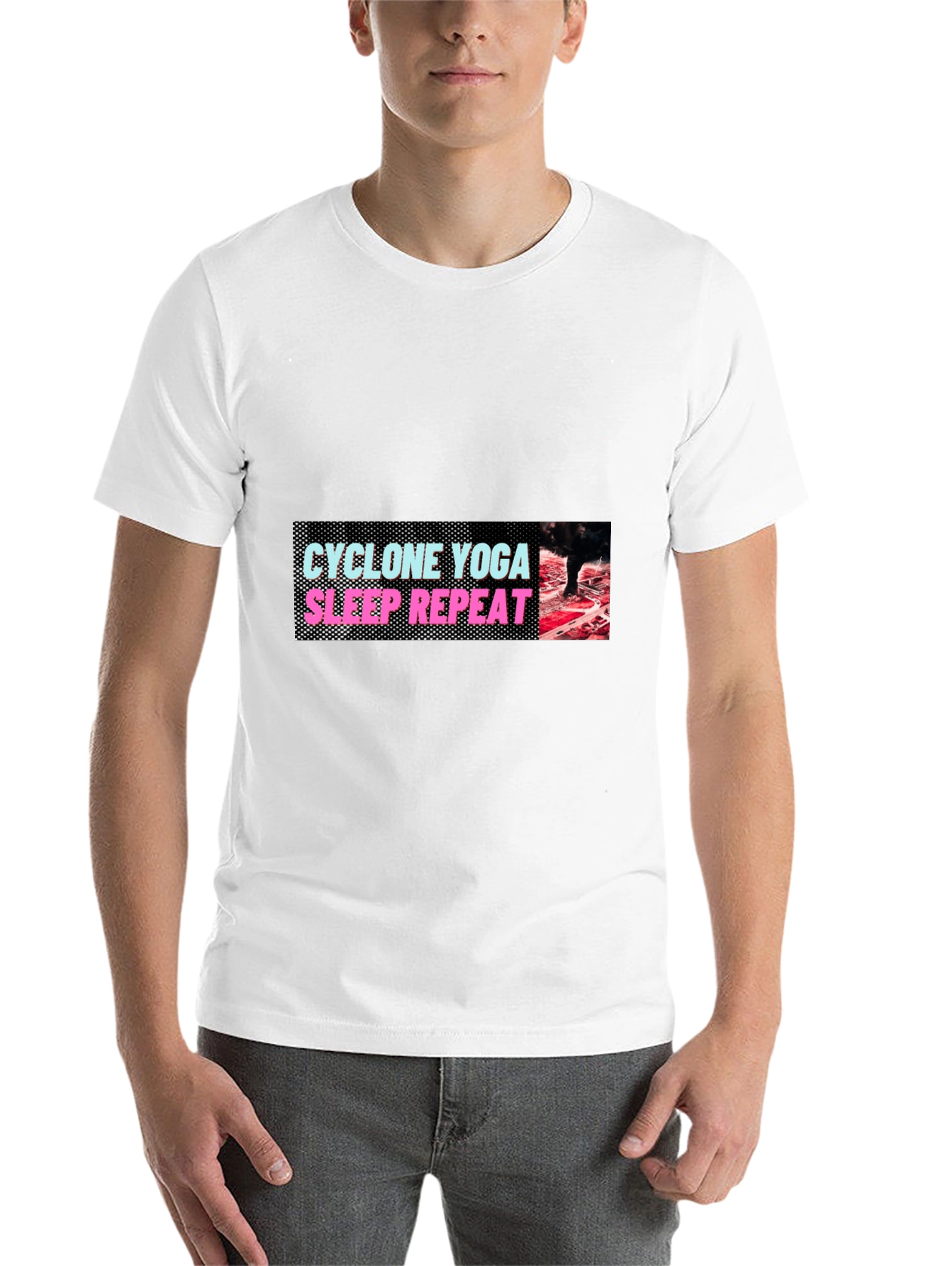 Black Men's 'Cyclone Yoga Sleep Repeat' Graphic Tee view 14