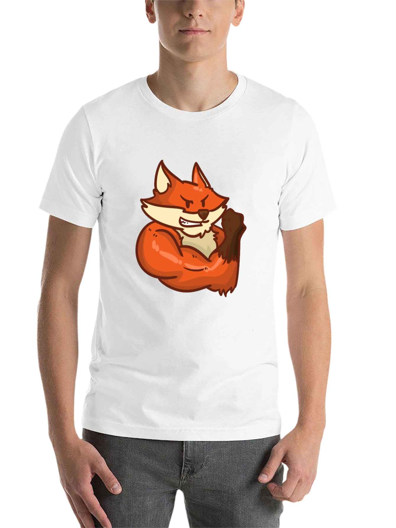 Black Black T-Shirt with Muscular Fox Graphic view 14
