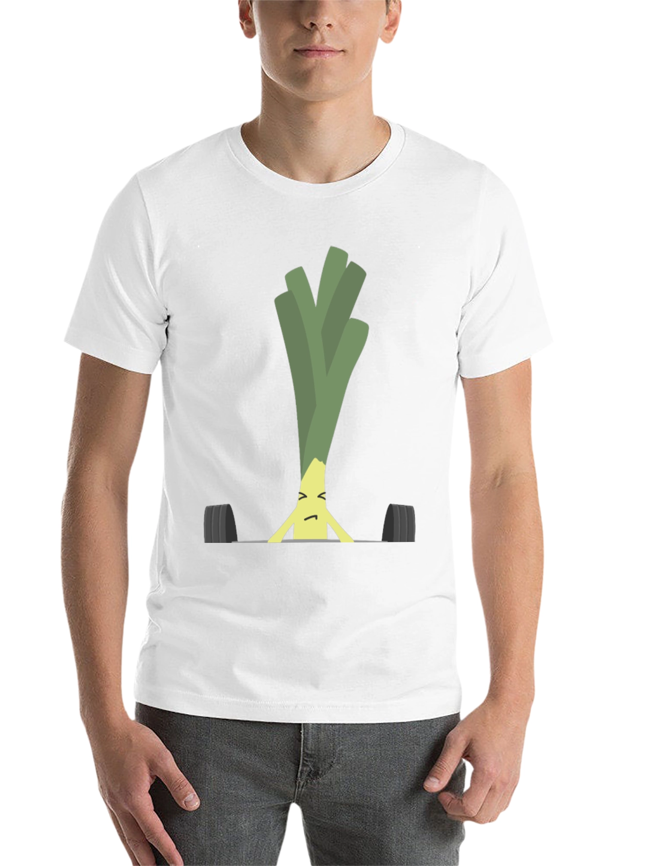 Black Funny Leek Lifting Weights Graphic Tee view 14
