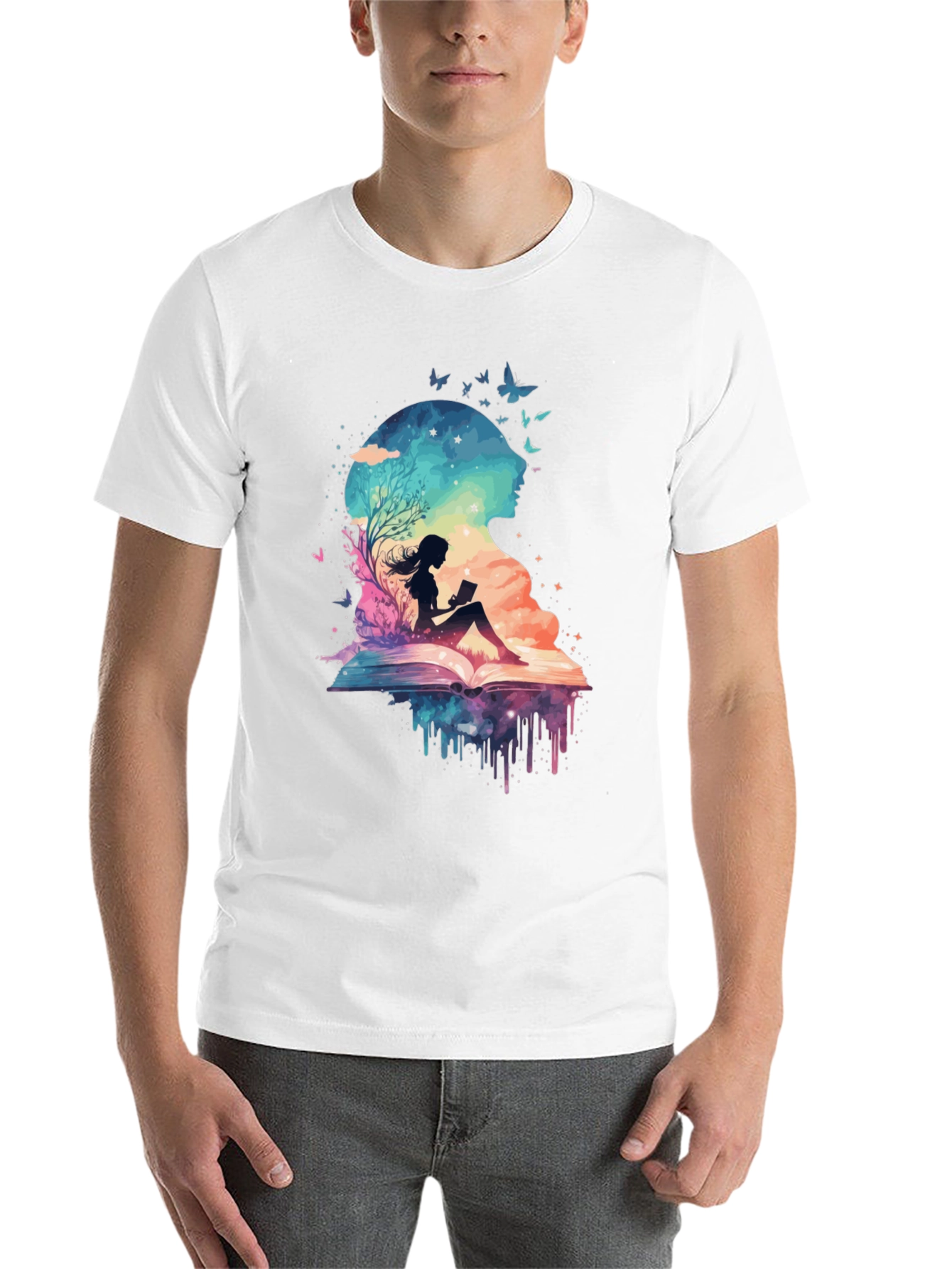 Black Book Lover Galaxy Tee - Literary Dreamscape Design view 14
