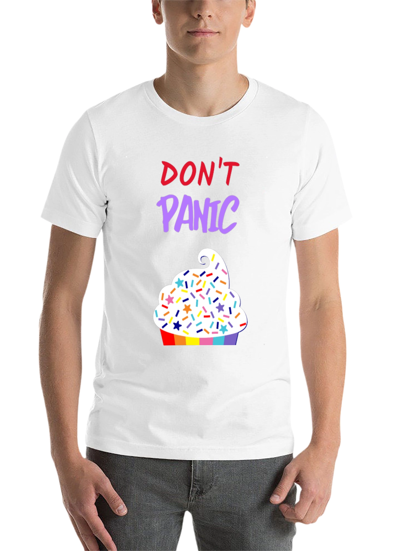Black Don't Panic Cupcake T-Shirt view 14