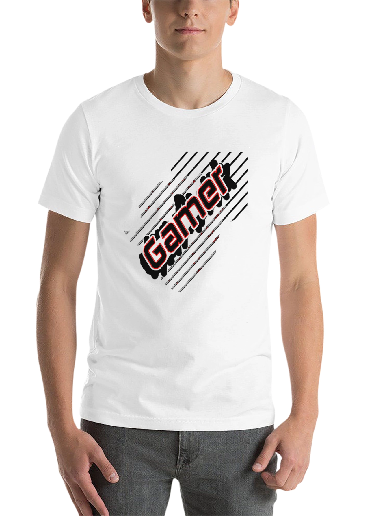 Black Gamer Graphic Tee - Black Cotton Blend view 14