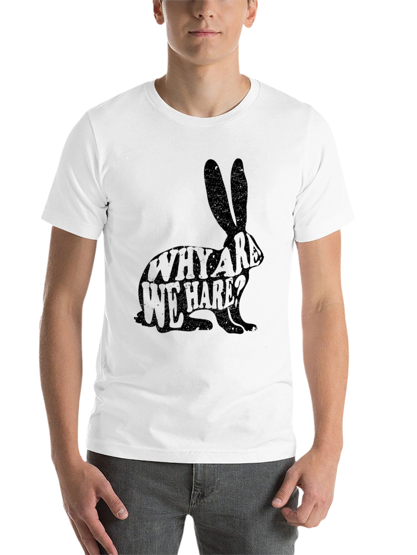 Black Why Are We Hare? Novelty Black T-Shirt view 14