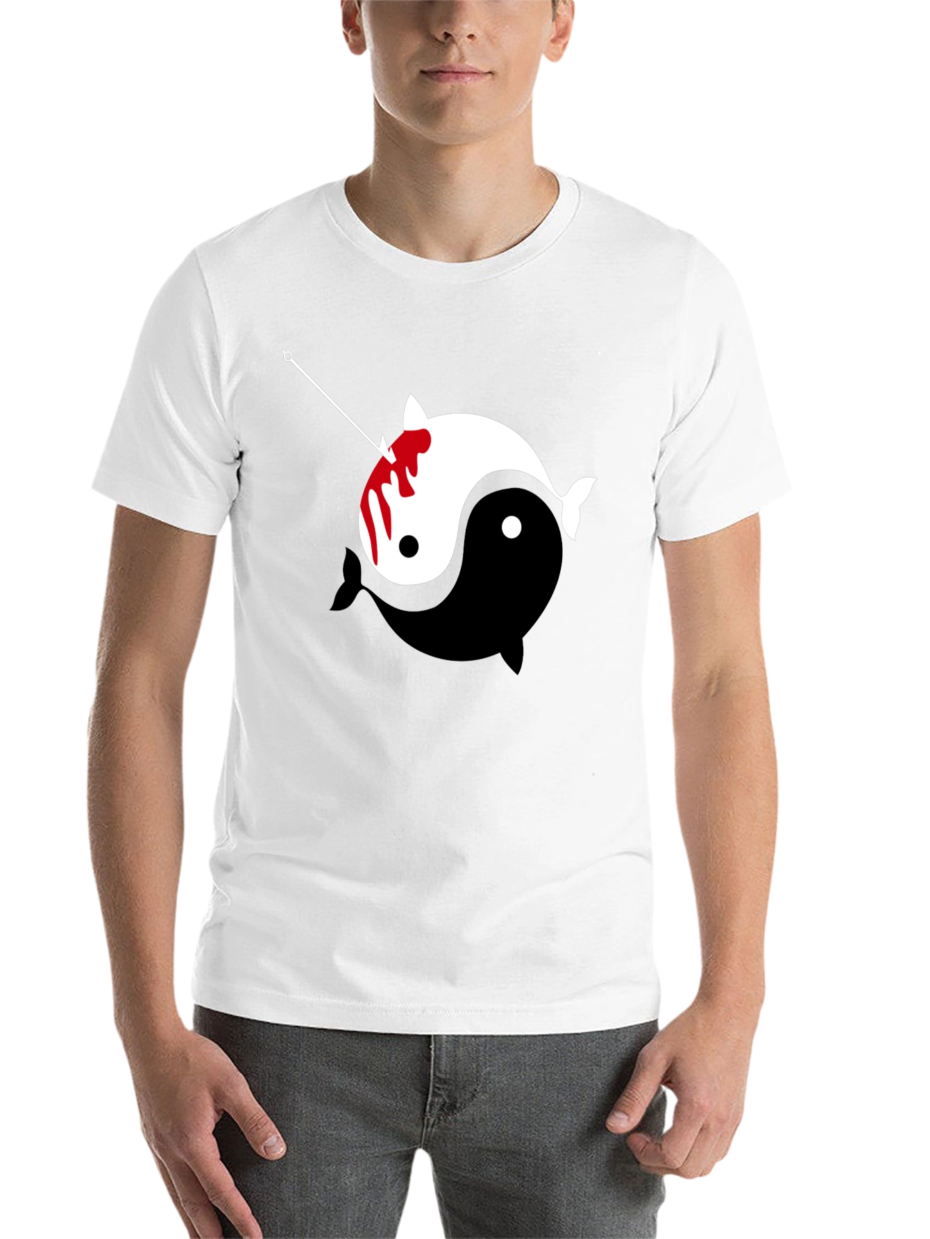 Black Yin Yang Narwhal Graphic Tee view 14