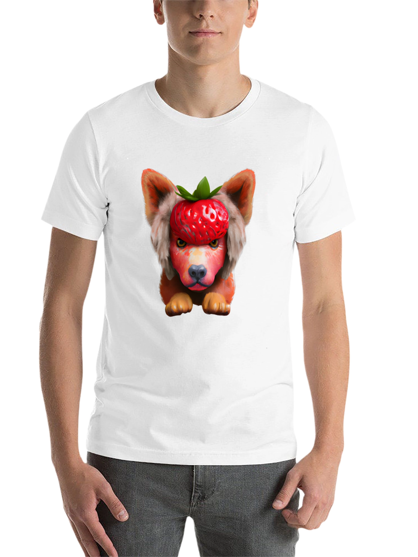 Black Strawberry Dog Head Graphic Tee - Unique & Fun! view 14