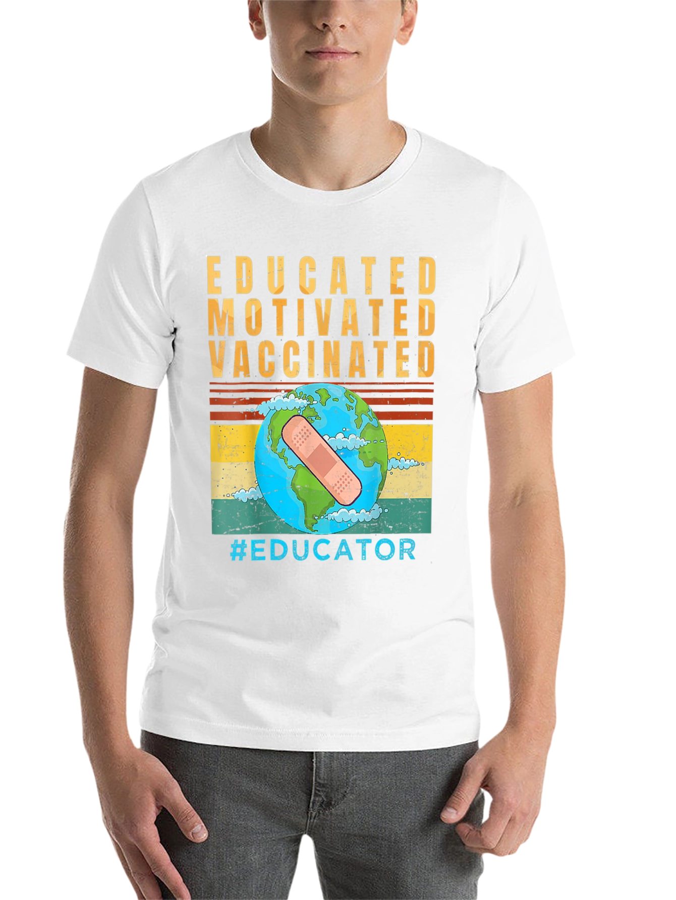 Black Educated Vaccinated Graphic T-Shirt view 14
