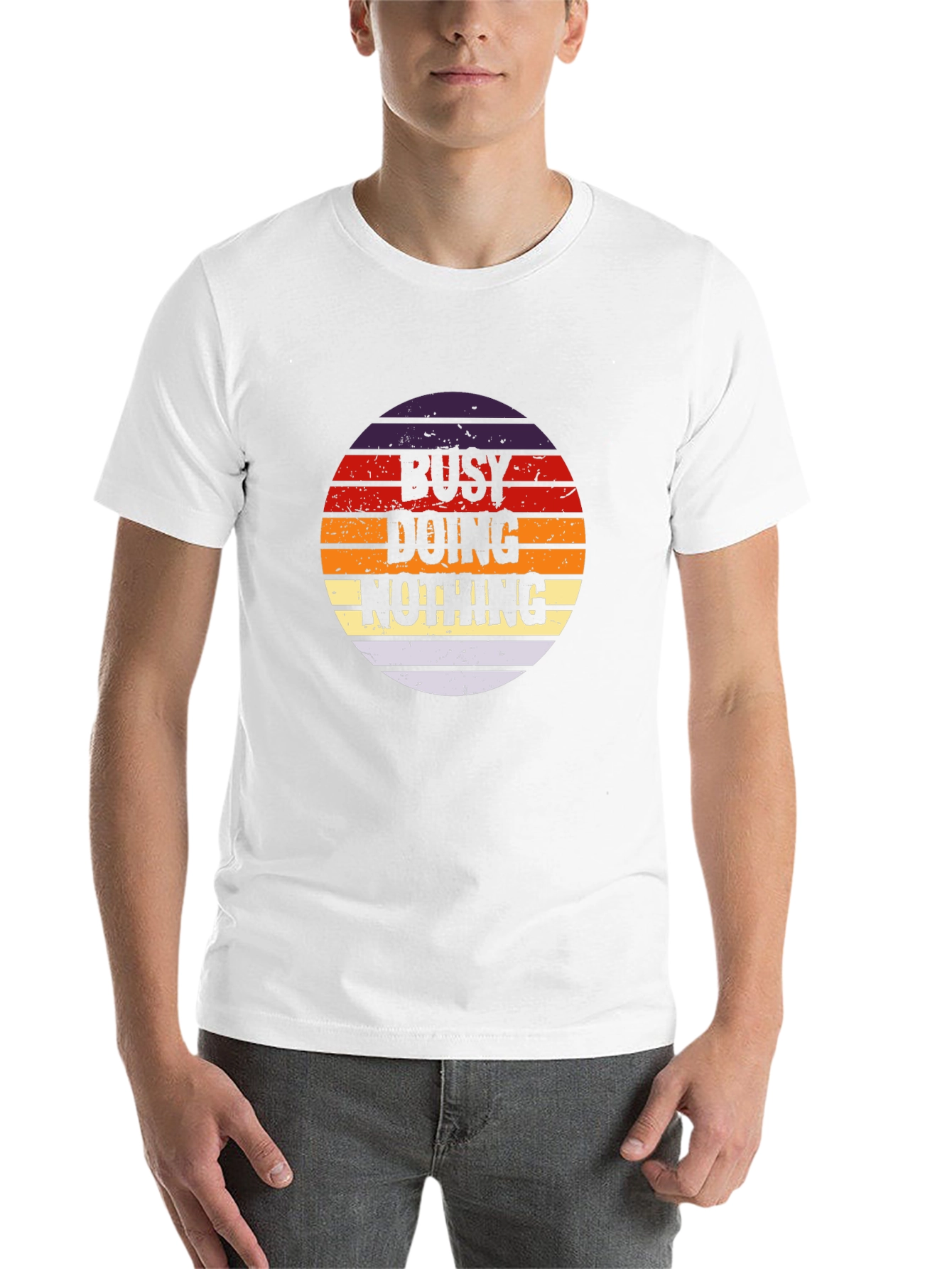 Black Busy Doing Nothing Retro Graphic Tee view 14