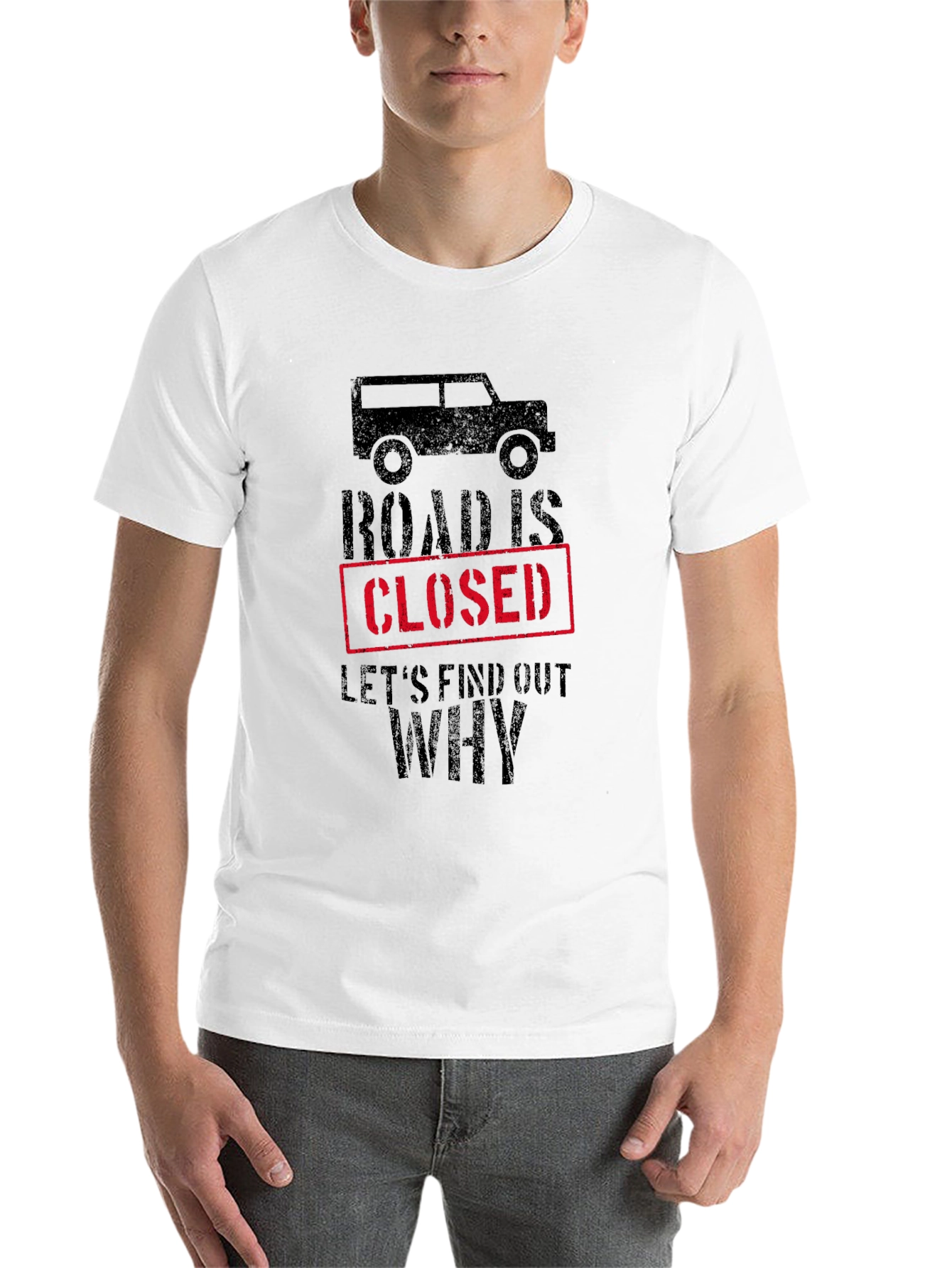 Black Road Closed Graphic Tee - Off-Road Adventure Shirt view 14