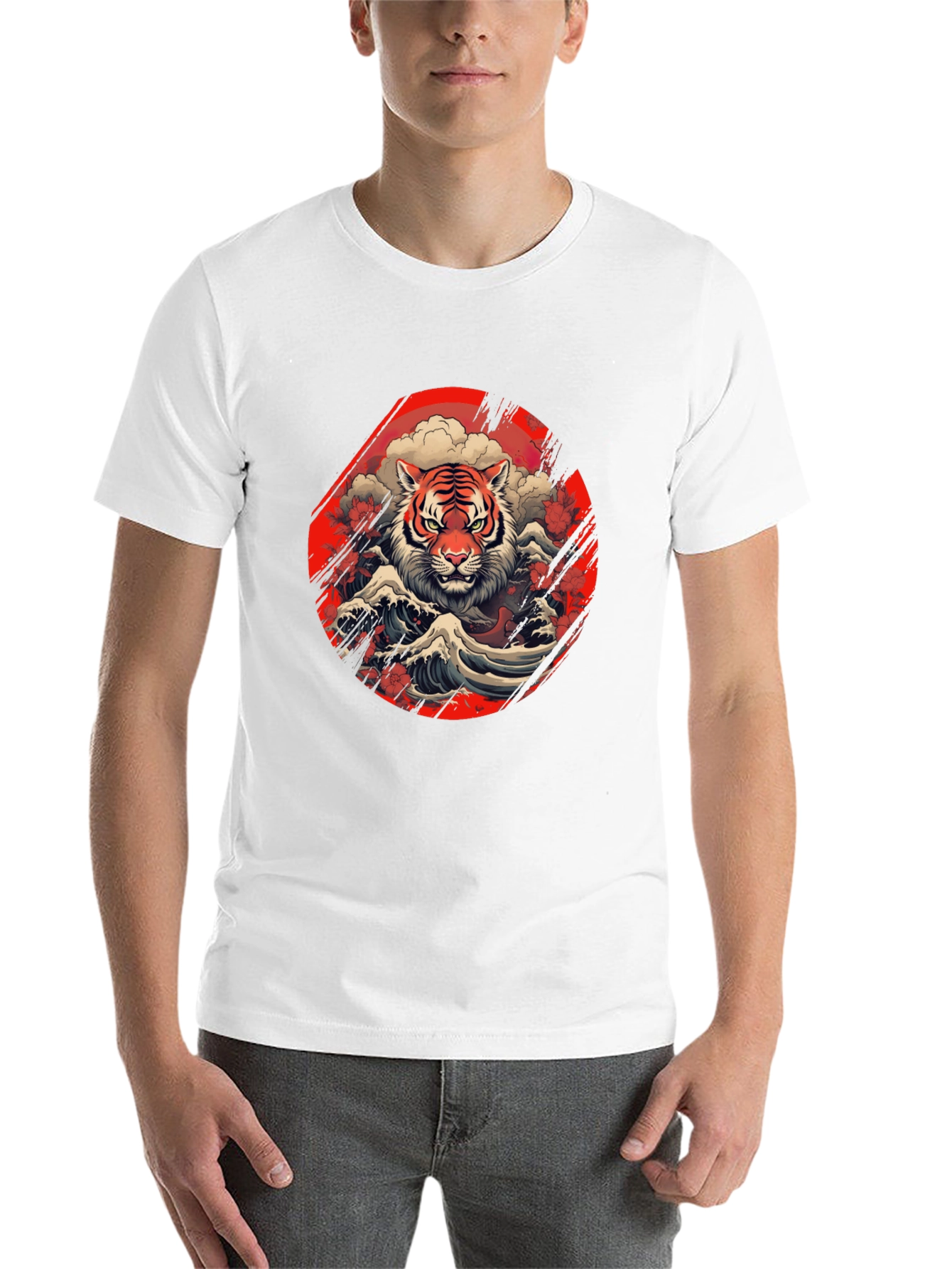 Black Tiger Wave Graphic Tee - Stylish Men's Black T-Shirt view 14