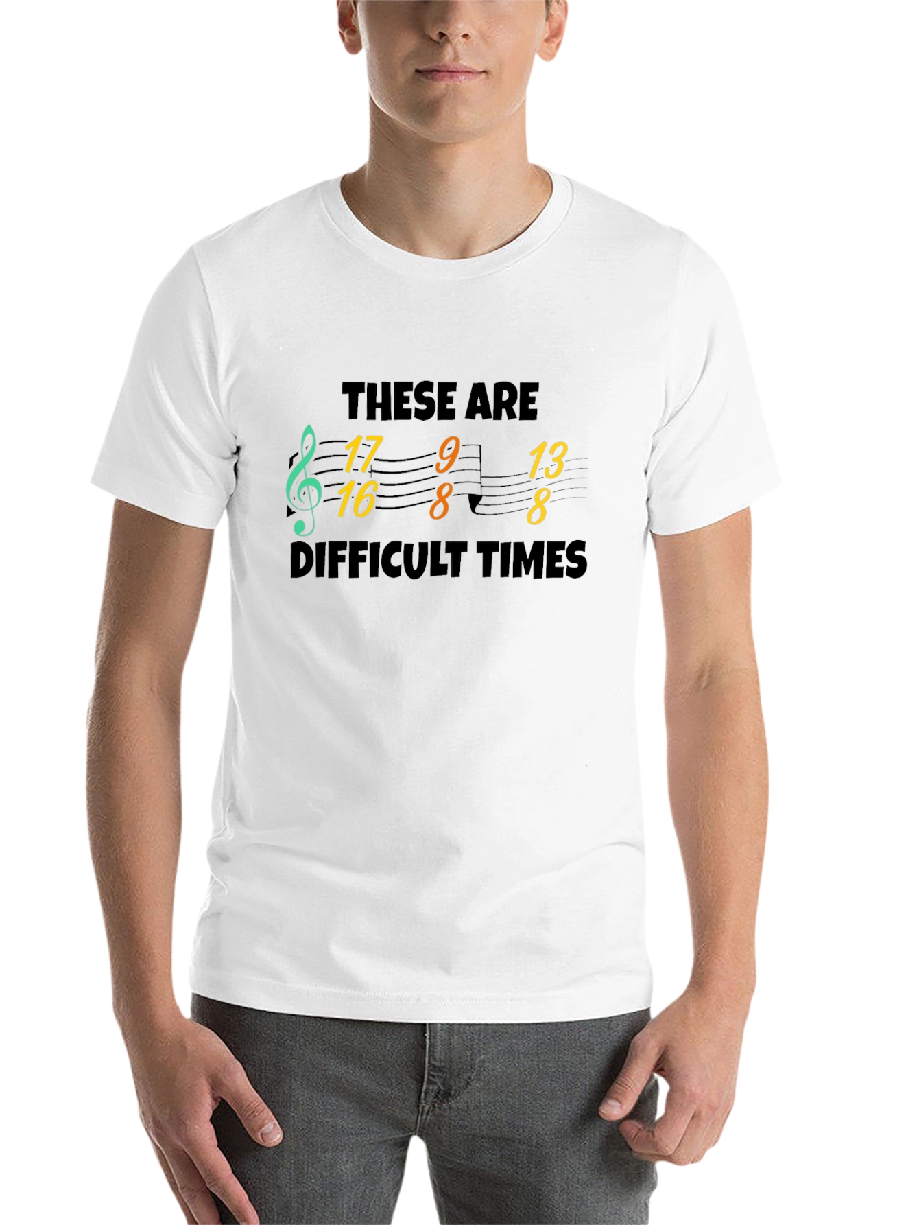 Black Difficult Times Music Note T-Shirt view 14